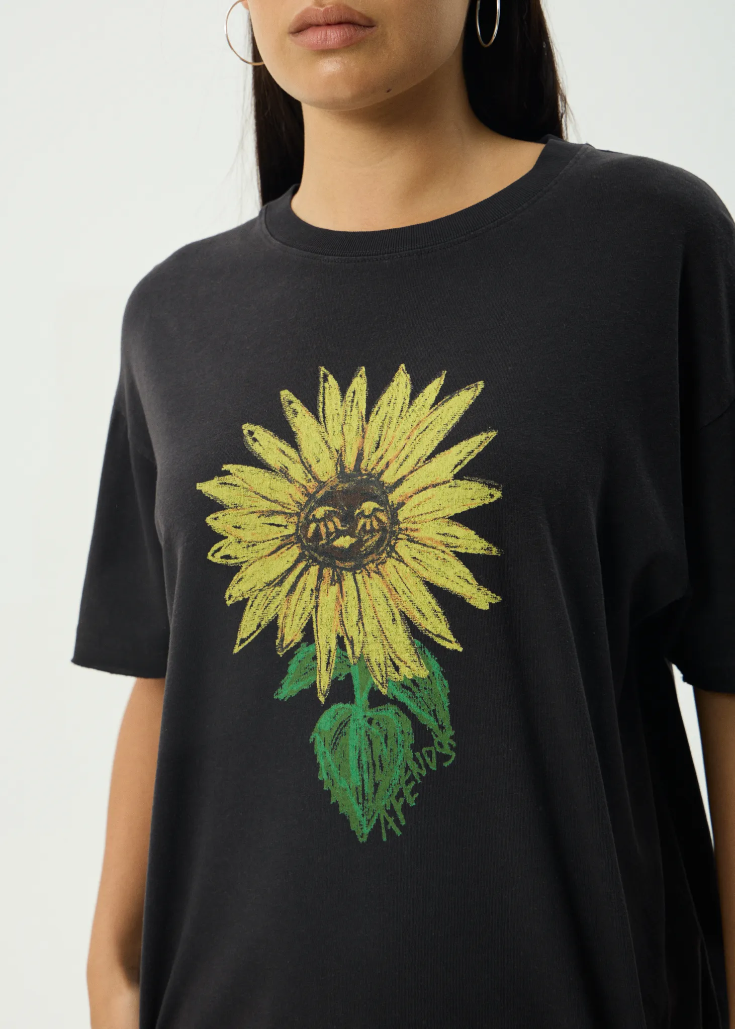 AFENDS Womens Sunnyflower - Oversized Tee - Stone Black sold by Afends product image thumbnail 2