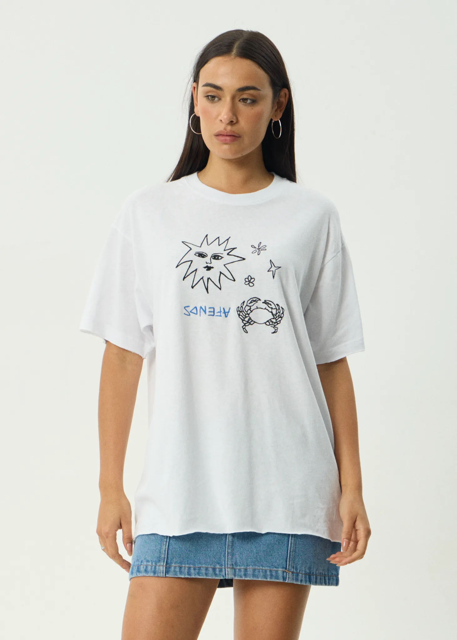 AFENDS Womens Sunbake - Oversized Tee - White sold by Afends