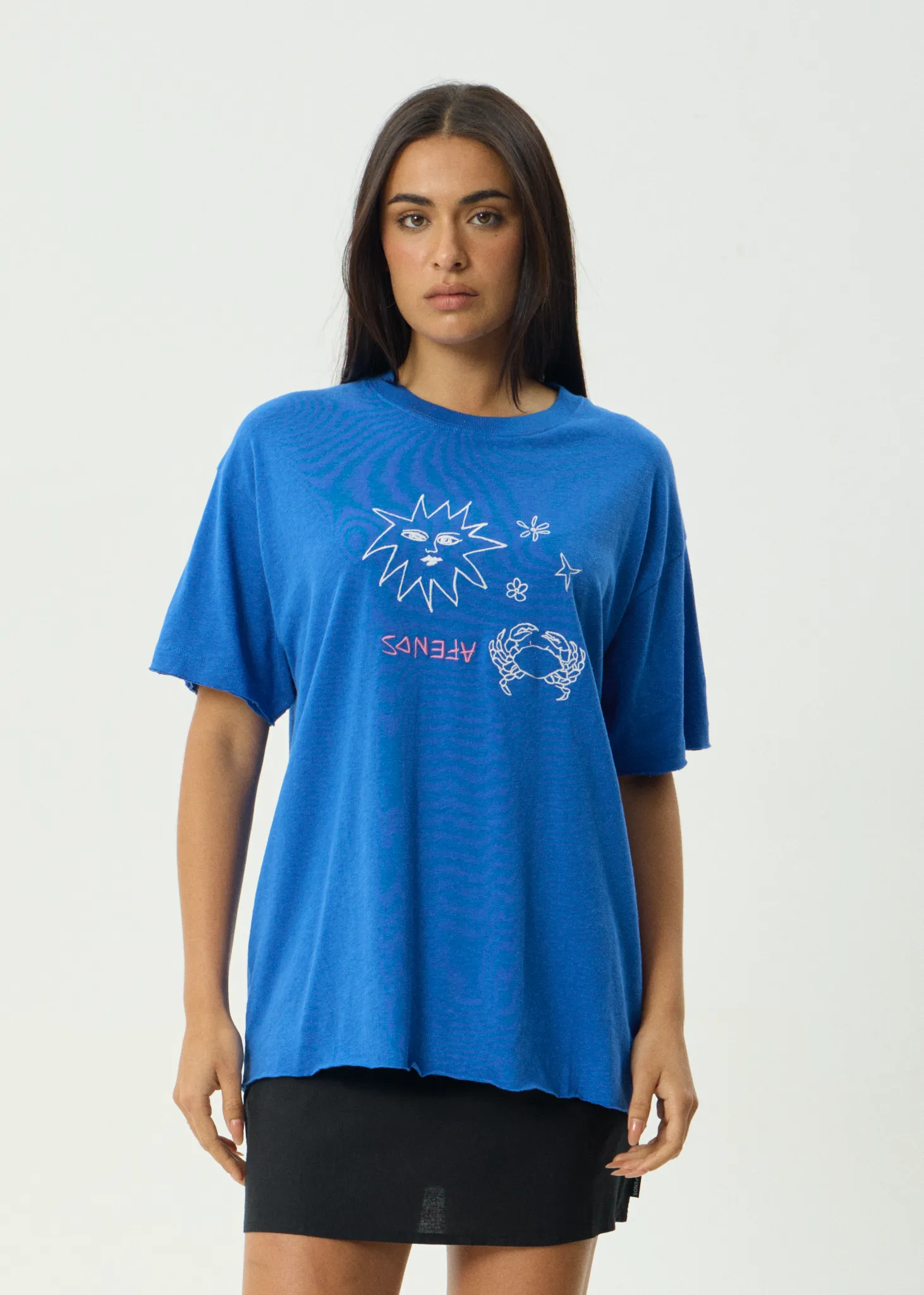 AFENDS Womens Sunbake - Oversized Tee - Marina sold by Afends