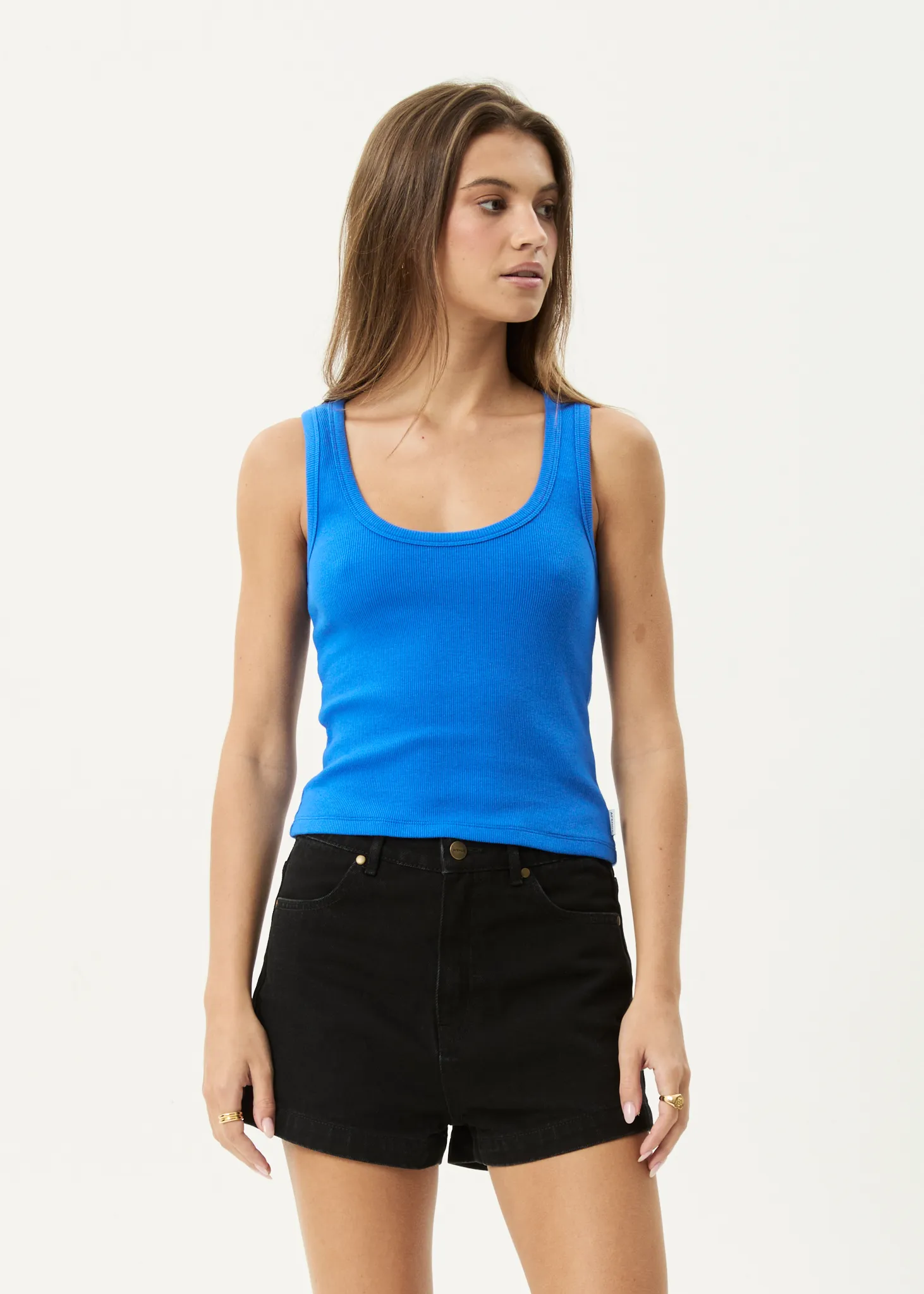 AFENDS Womens Layden - Rib Singlet - Marina sold by Afends