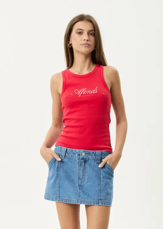 AFENDS Womens Notice - Rib Singlet - Tomato sold by Afends