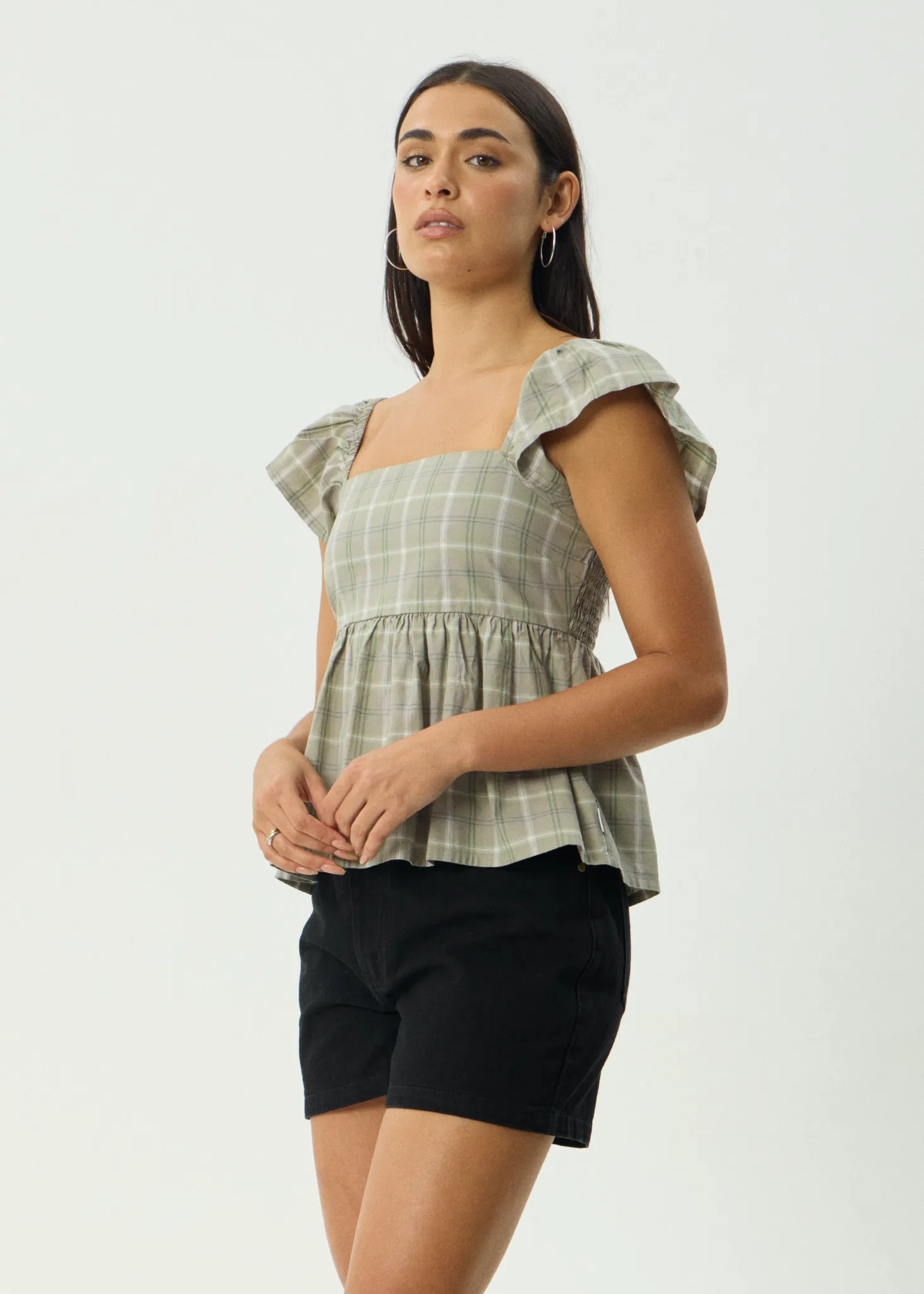 AFENDS Womens Scout - Check Top - Olive Check sold by Afends product image thumbnail 3