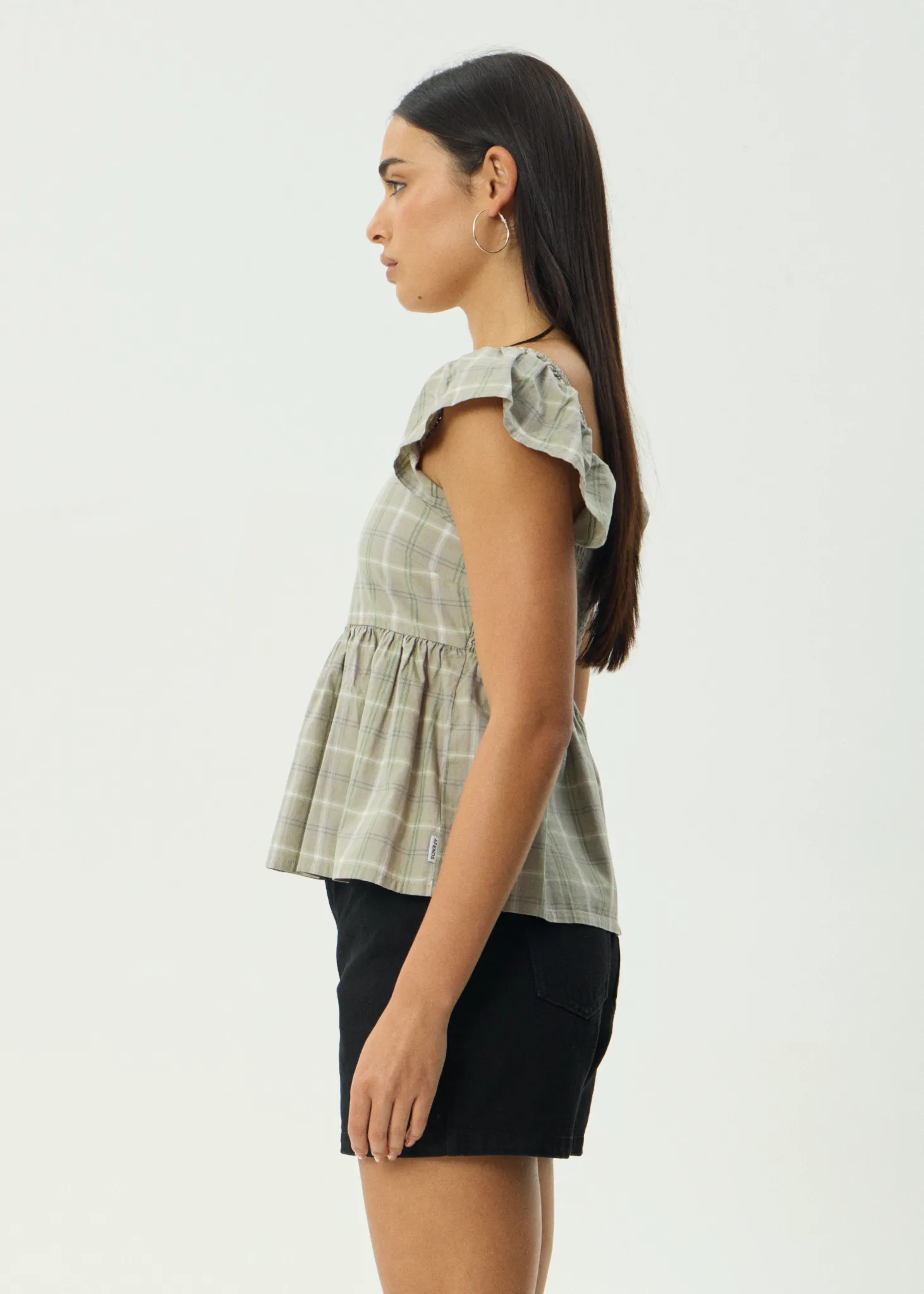 AFENDS Womens Scout - Check Top - Olive Check sold by Afends product image thumbnail 4