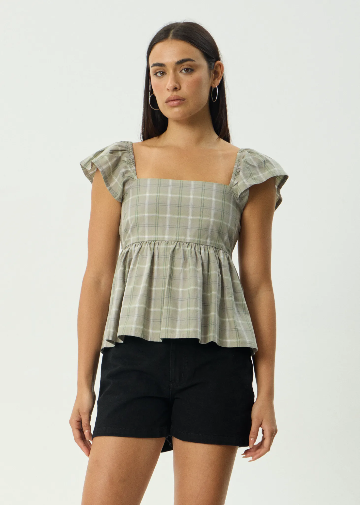 AFENDS Womens Scout - Check Top - Olive Check sold by Afends product image thumbnail 2