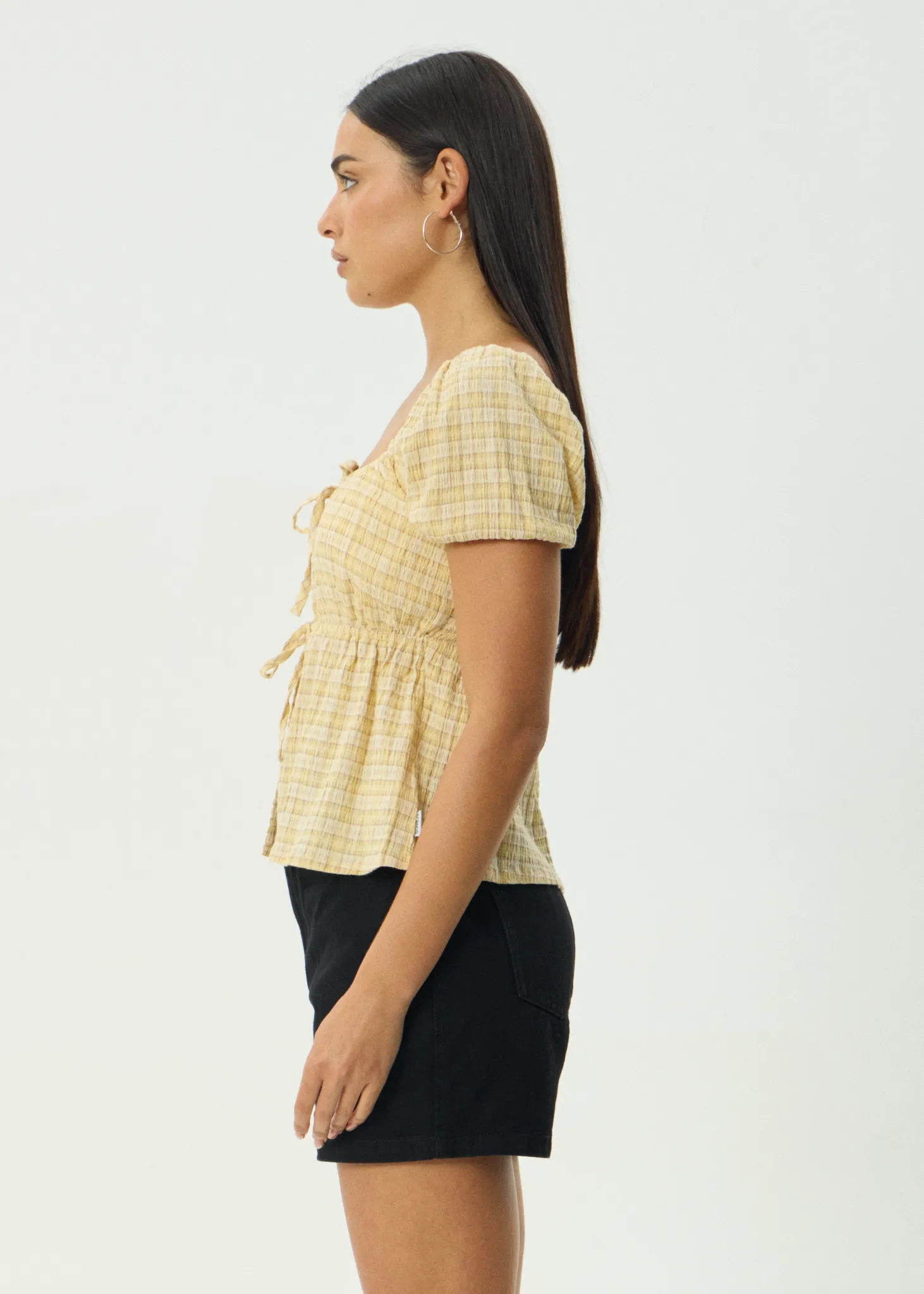AFENDS Womens Sunday - Seersucker Top - Lemon Check sold by Afends product image thumbnail 4