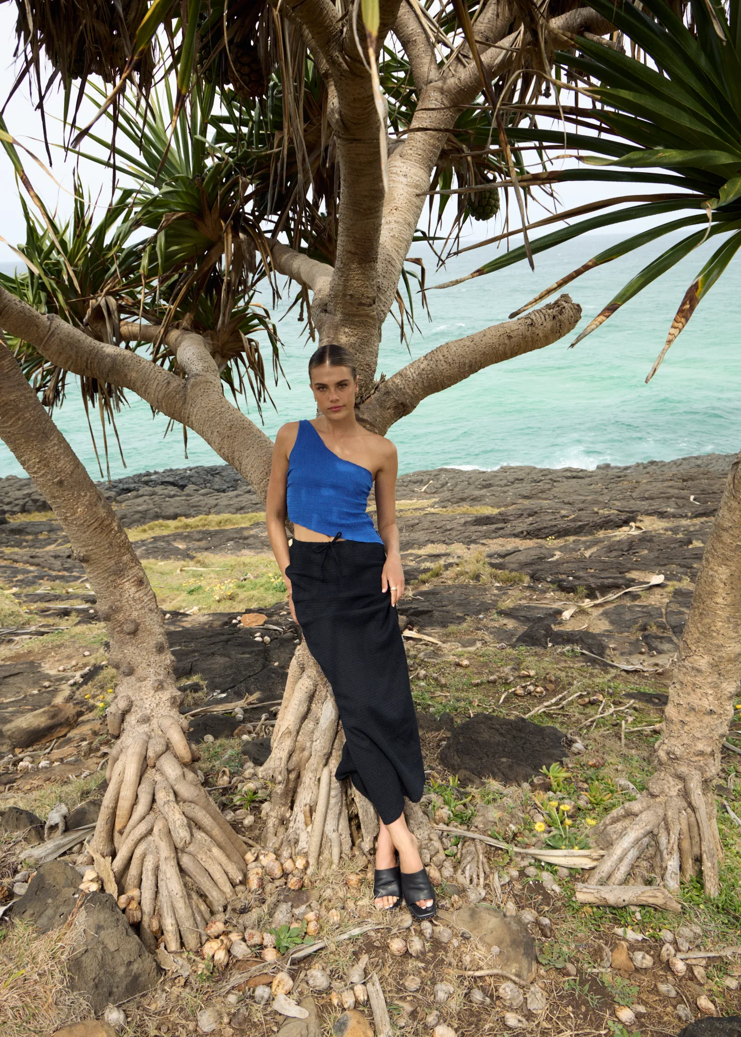 AFENDS Womens Marina - Seersucker One Shoulder Top - Marina sold by Afends product image thumbnail 2