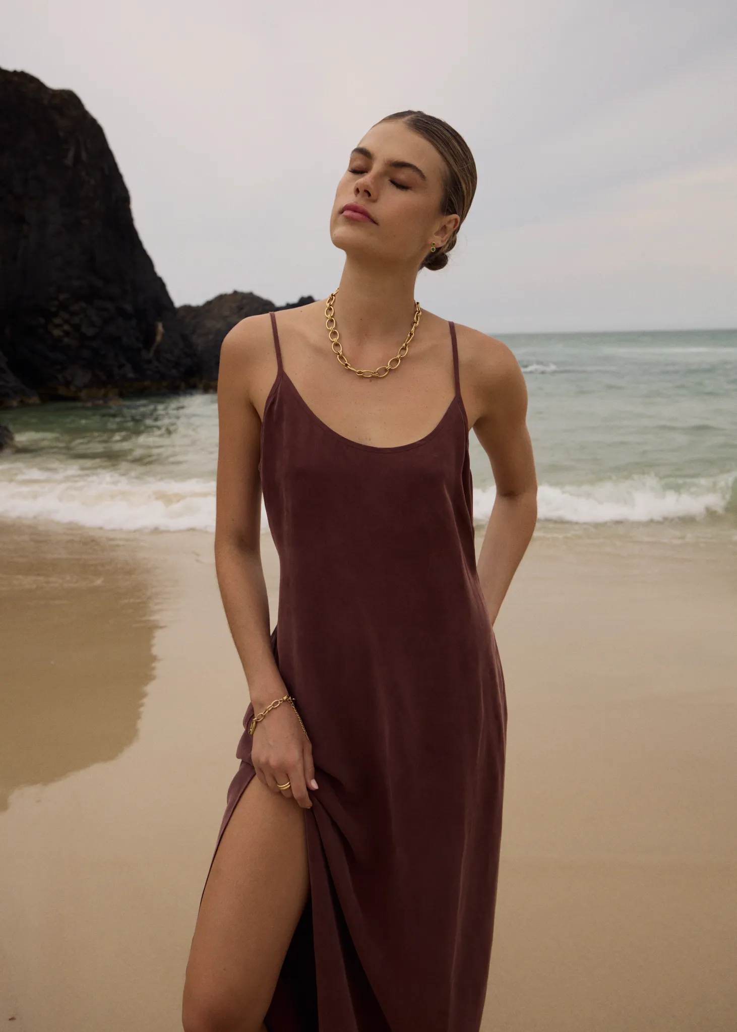 AFENDS Womens Valley - Cupro Midi Dress - Hazelnut sold by Afends product image thumbnail 2