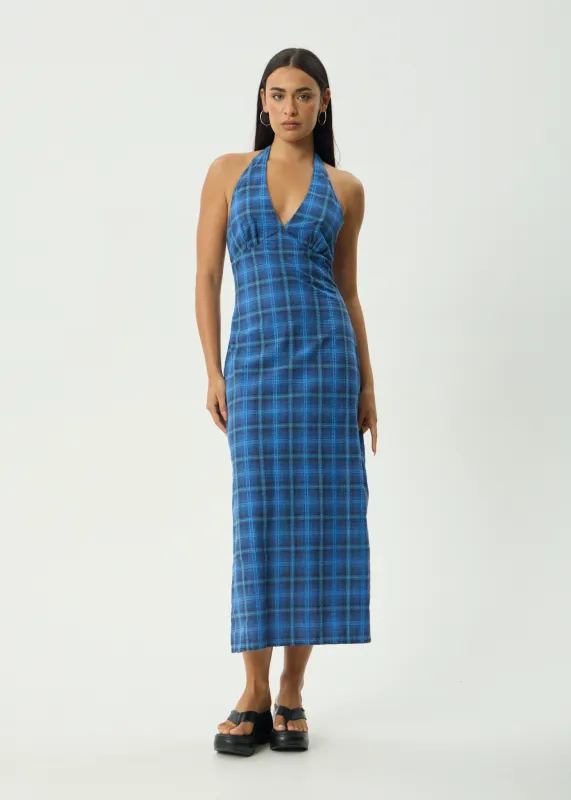 AFENDS Womens Camden - Seersucker Maxi Dress - Marina Check sold by Afends