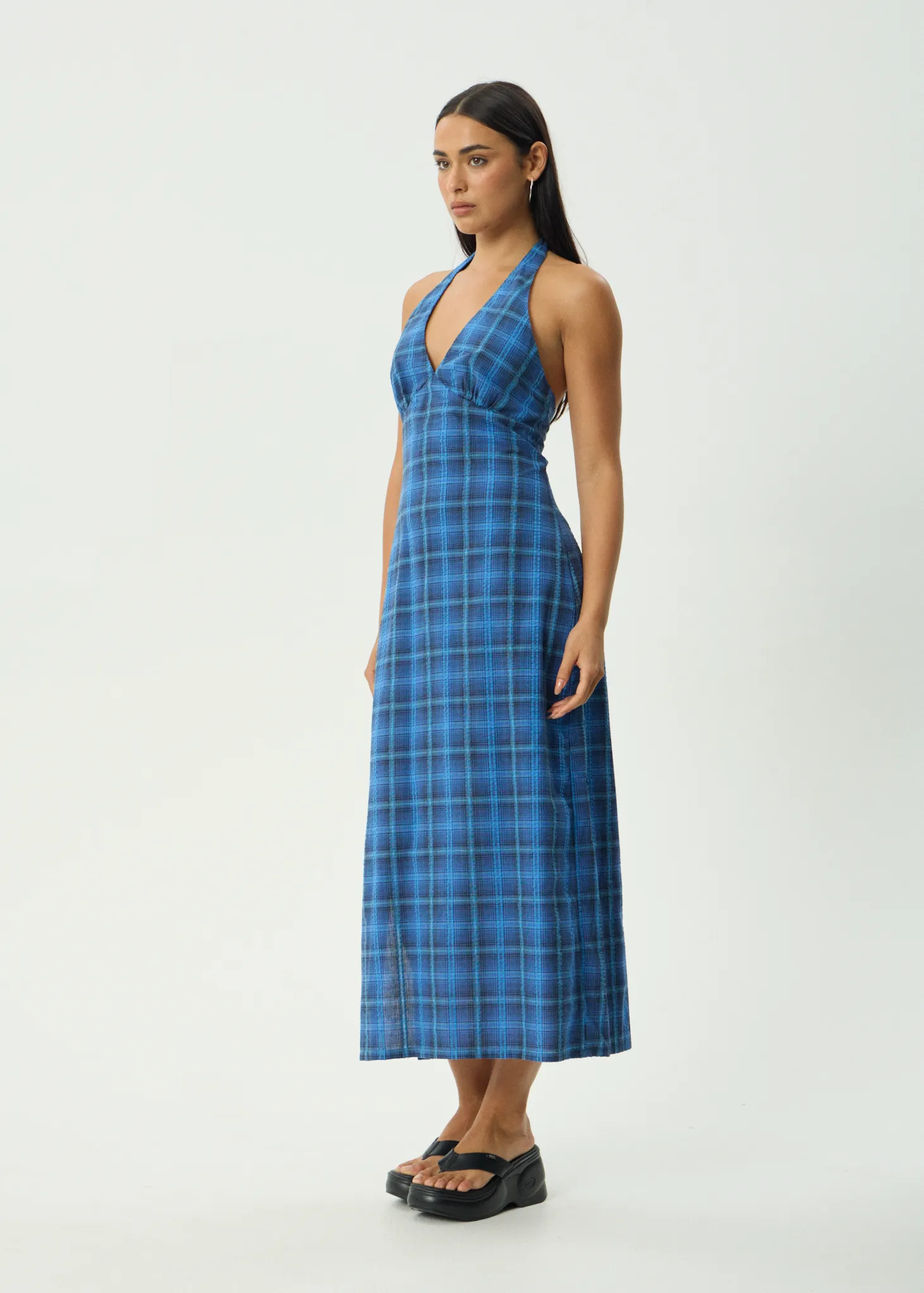 AFENDS Womens Camden - Seersucker Maxi Dress - Marina Check sold by Afends product image thumbnail 4