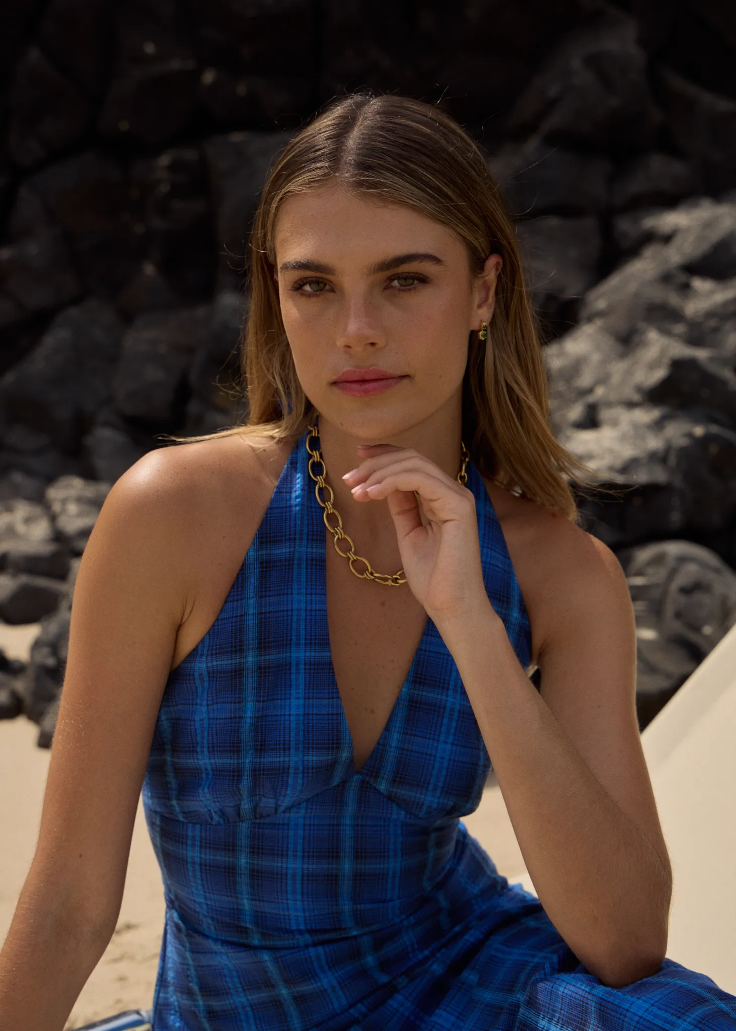 AFENDS Womens Camden - Seersucker Maxi Dress - Marina Check sold by Afends product image thumbnail 2