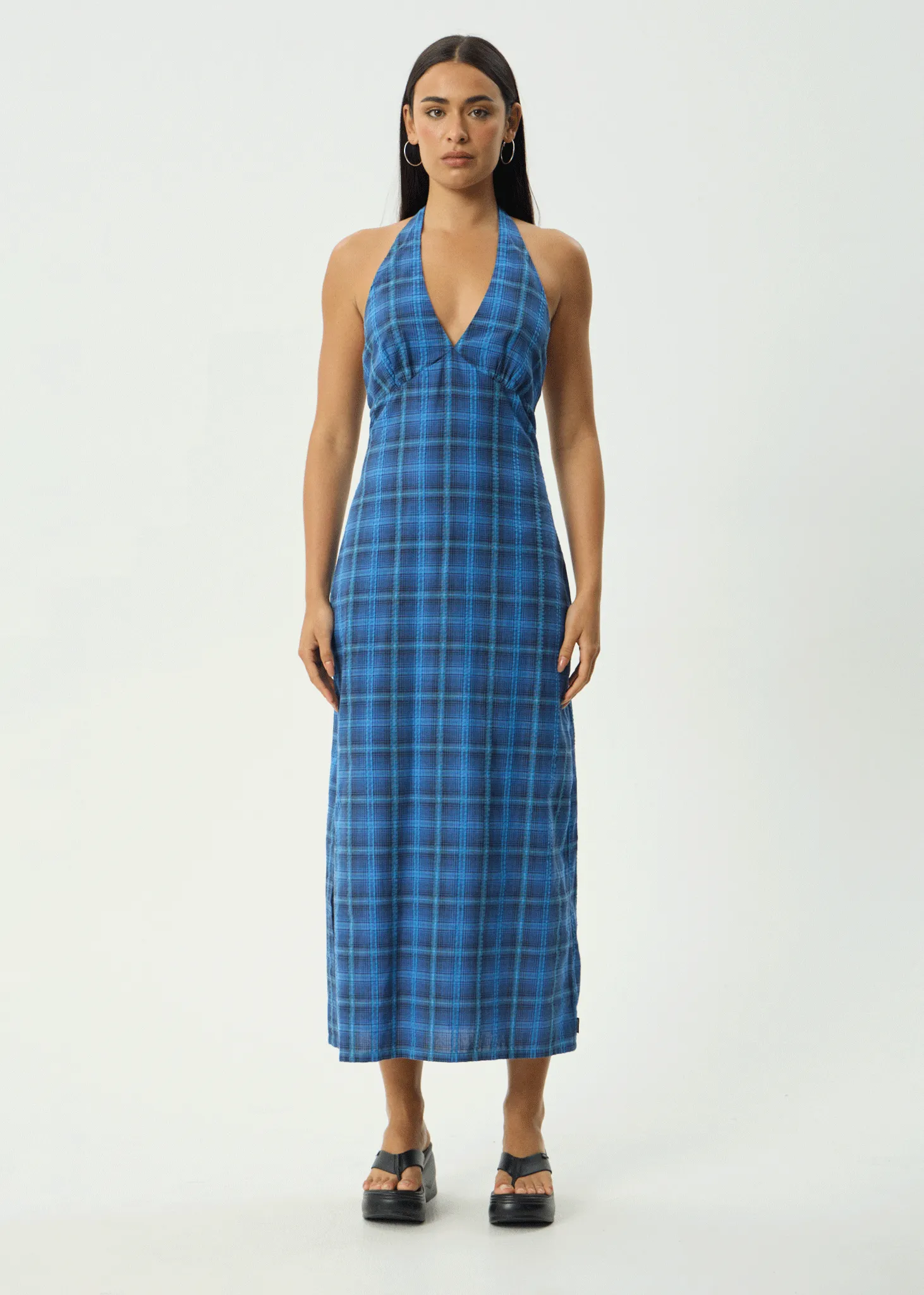 AFENDS Womens Camden - Seersucker Maxi Dress - Marina Check sold by Afends product image thumbnail 3