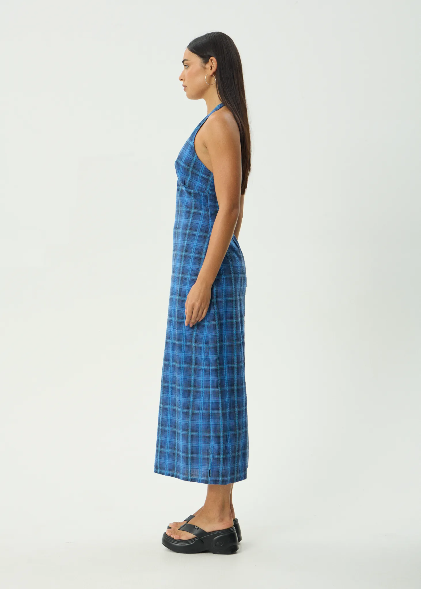 AFENDS Womens Camden - Seersucker Maxi Dress - Marina Check sold by Afends product image thumbnail 5