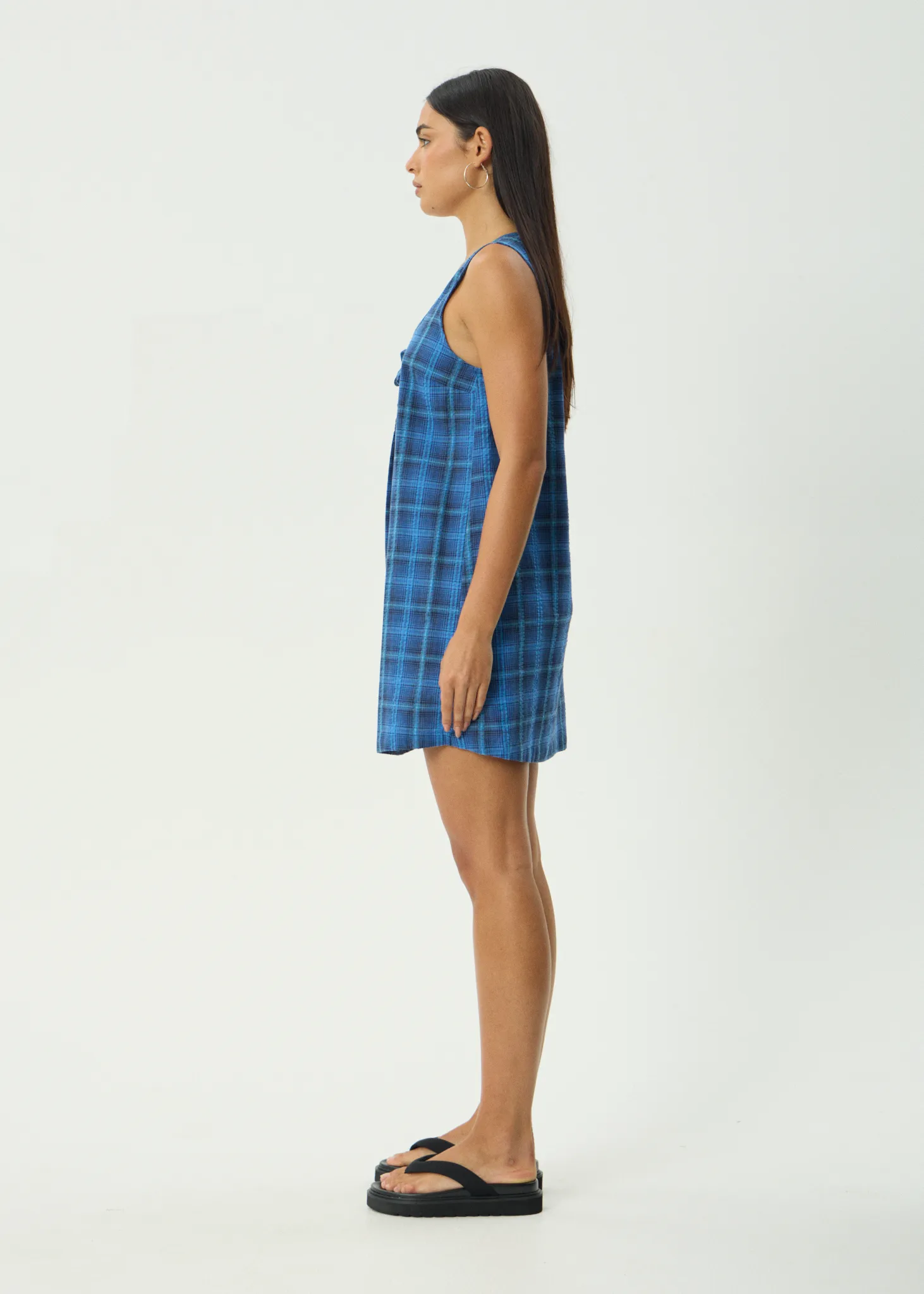 AFENDS Womens Camden - Seersucker Mini Dress - Marina Check sold by Afends product image thumbnail 4