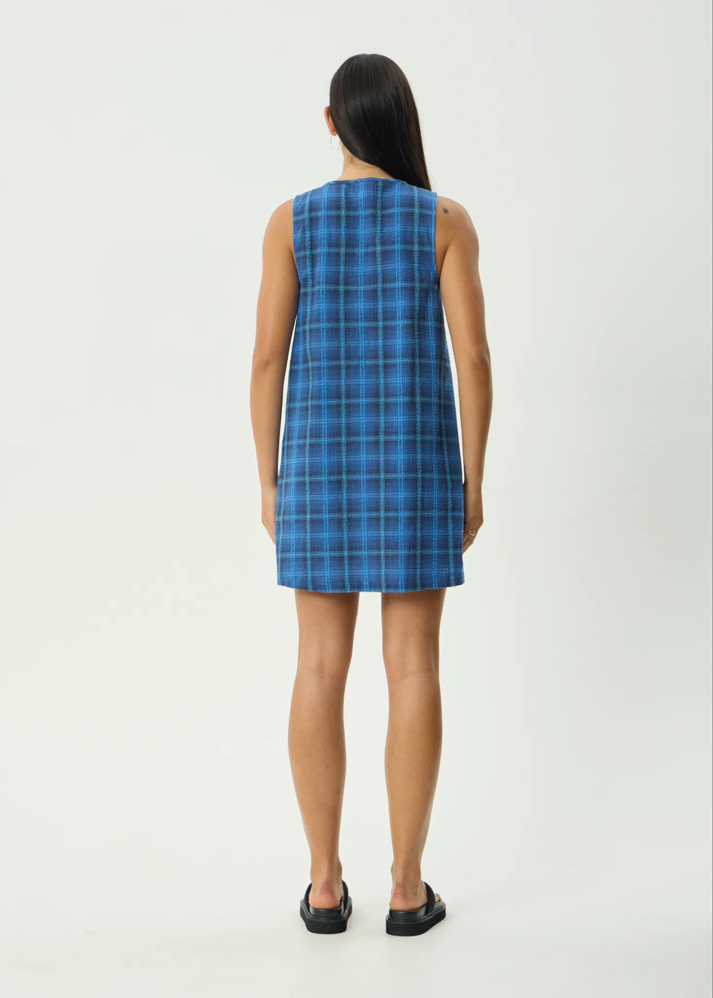 AFENDS Womens Camden - Seersucker Mini Dress - Marina Check sold by Afends product image thumbnail 5