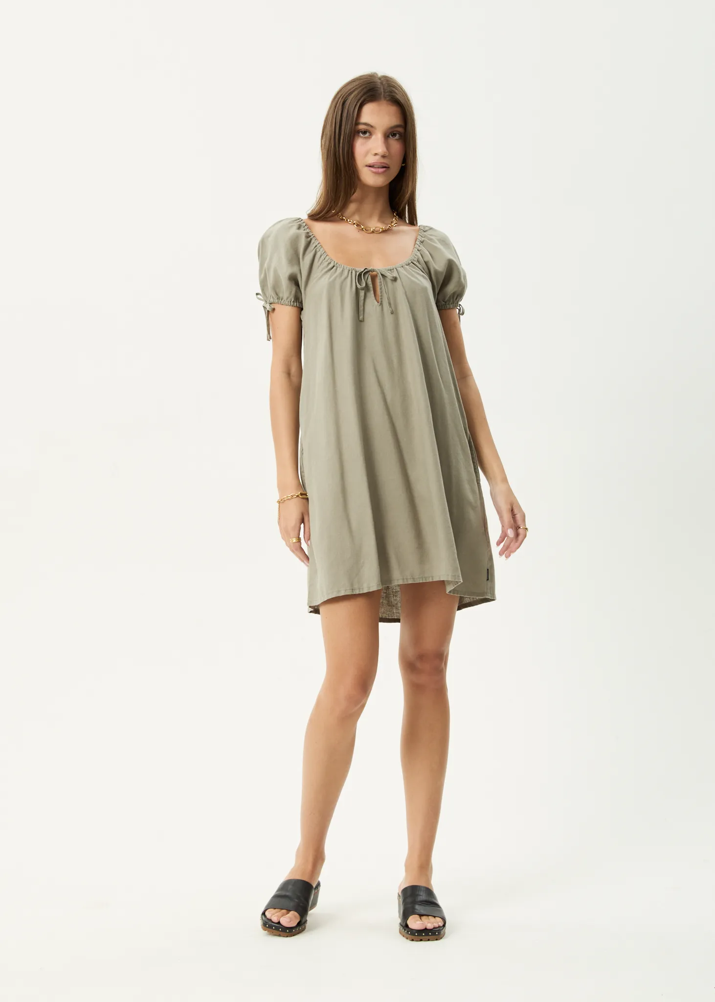 AFENDS Womens Lenni - Mini Dress - Olive sold by Afends product image thumbnail 2