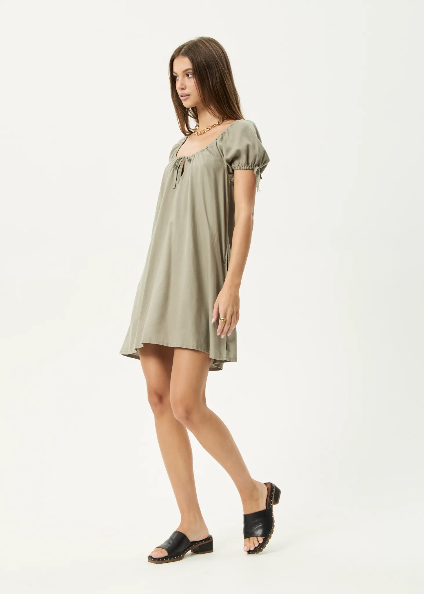 AFENDS Womens Lenni - Mini Dress - Olive sold by Afends product image thumbnail 3