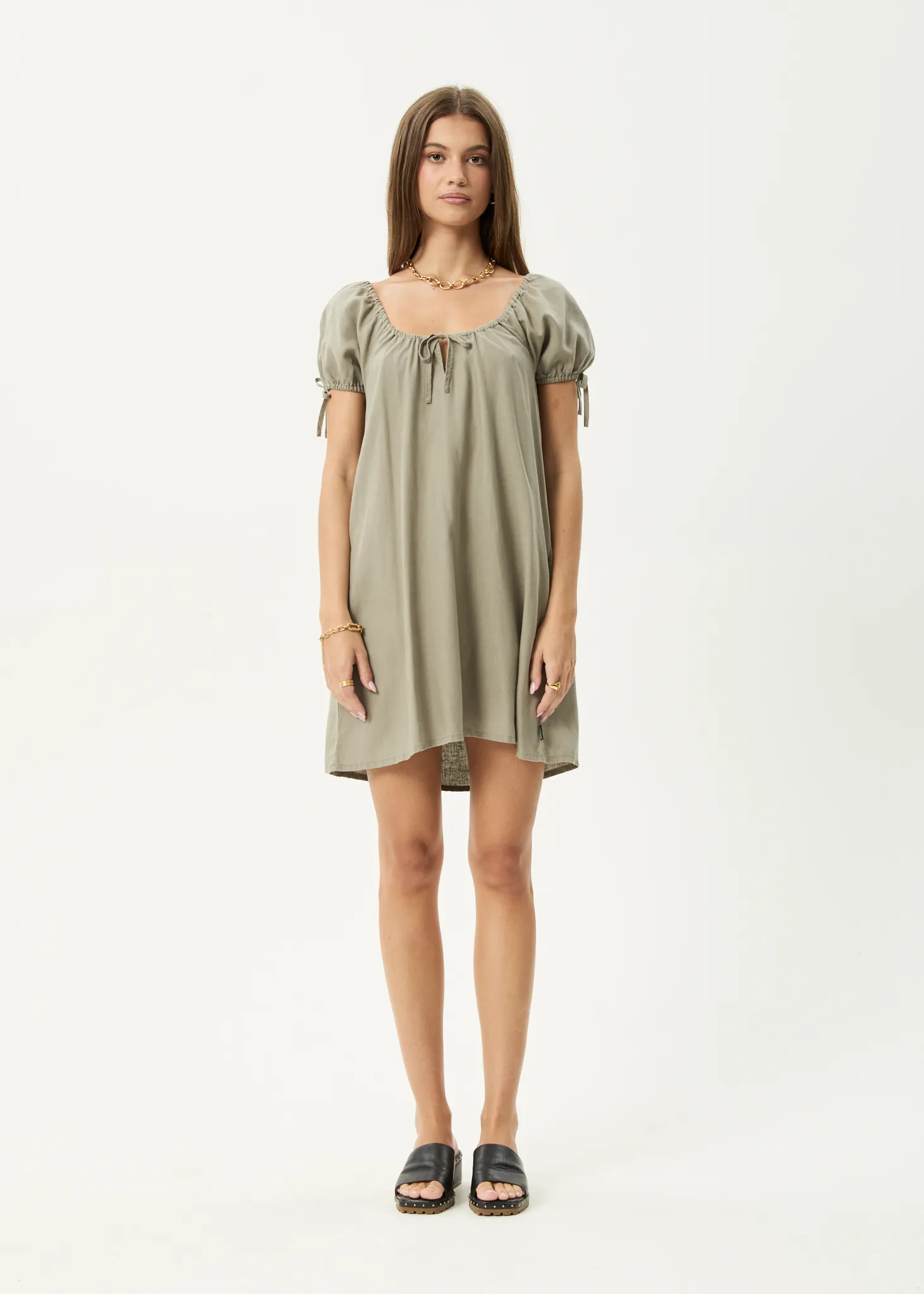 AFENDS Womens Lenni - Mini Dress - Olive sold by Afends