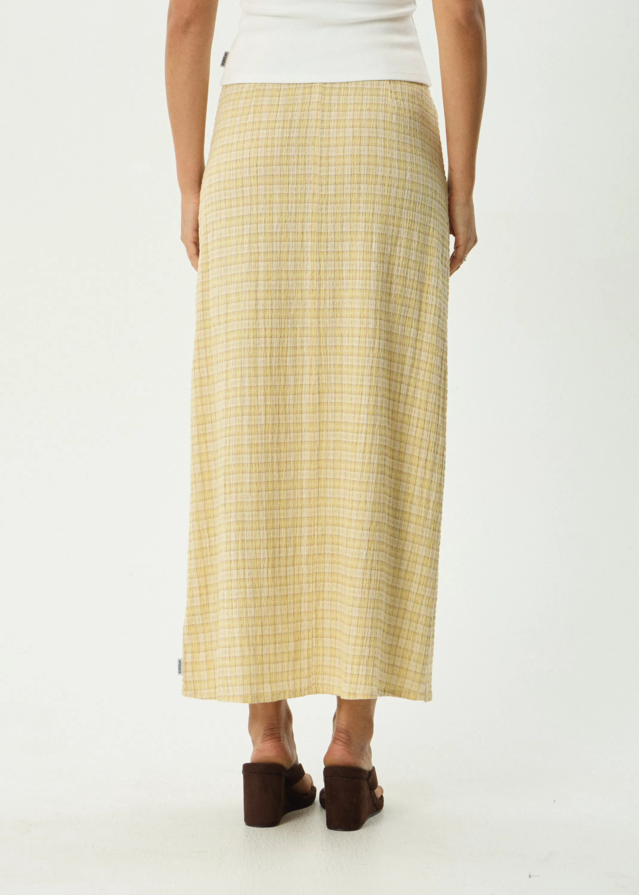 AFENDS Womens Sunday - Seersucker Maxi Skirt - Lemon Check sold by Afends product image thumbnail 5