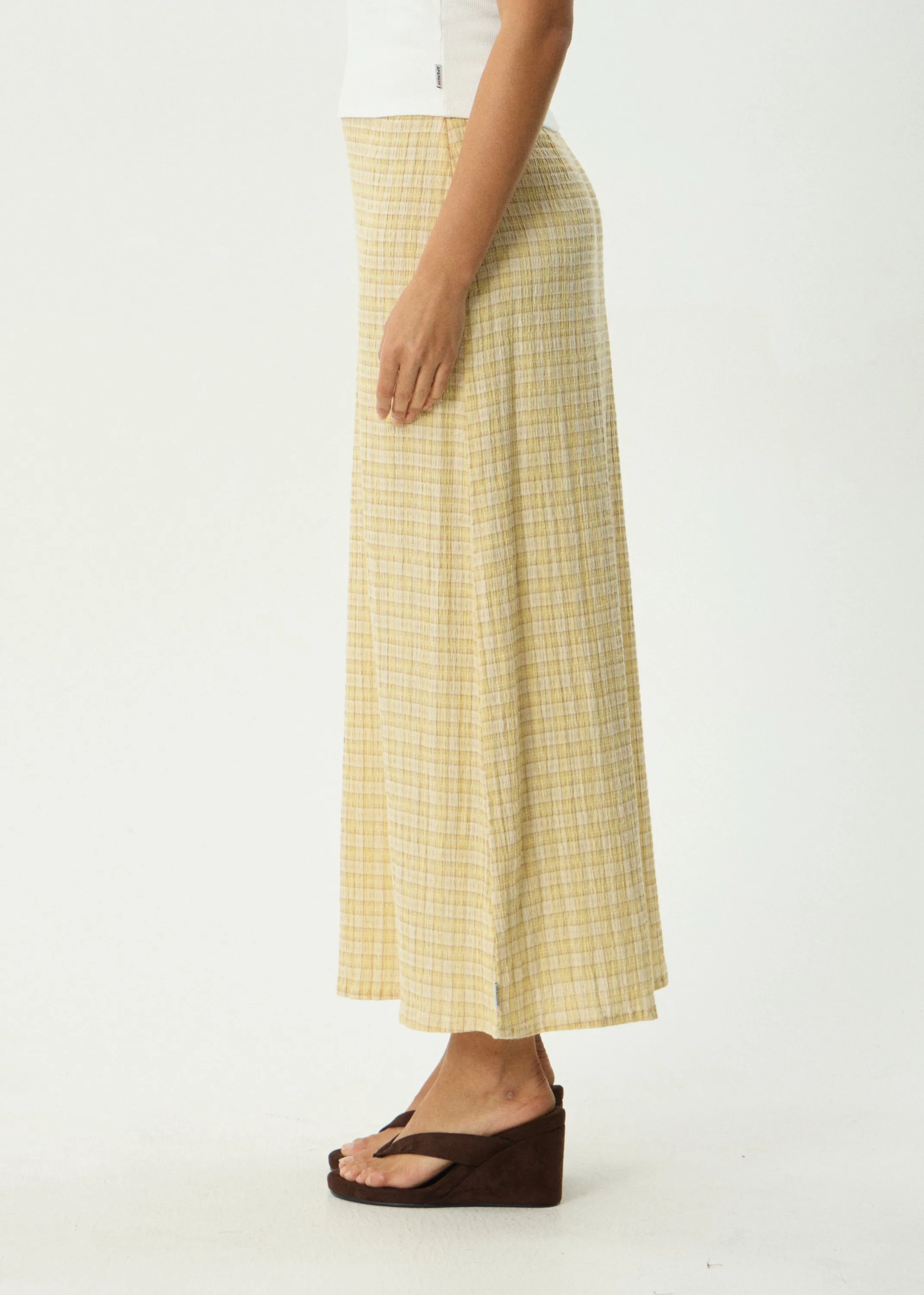 AFENDS Womens Sunday - Seersucker Maxi Skirt - Lemon Check sold by Afends product image thumbnail 4