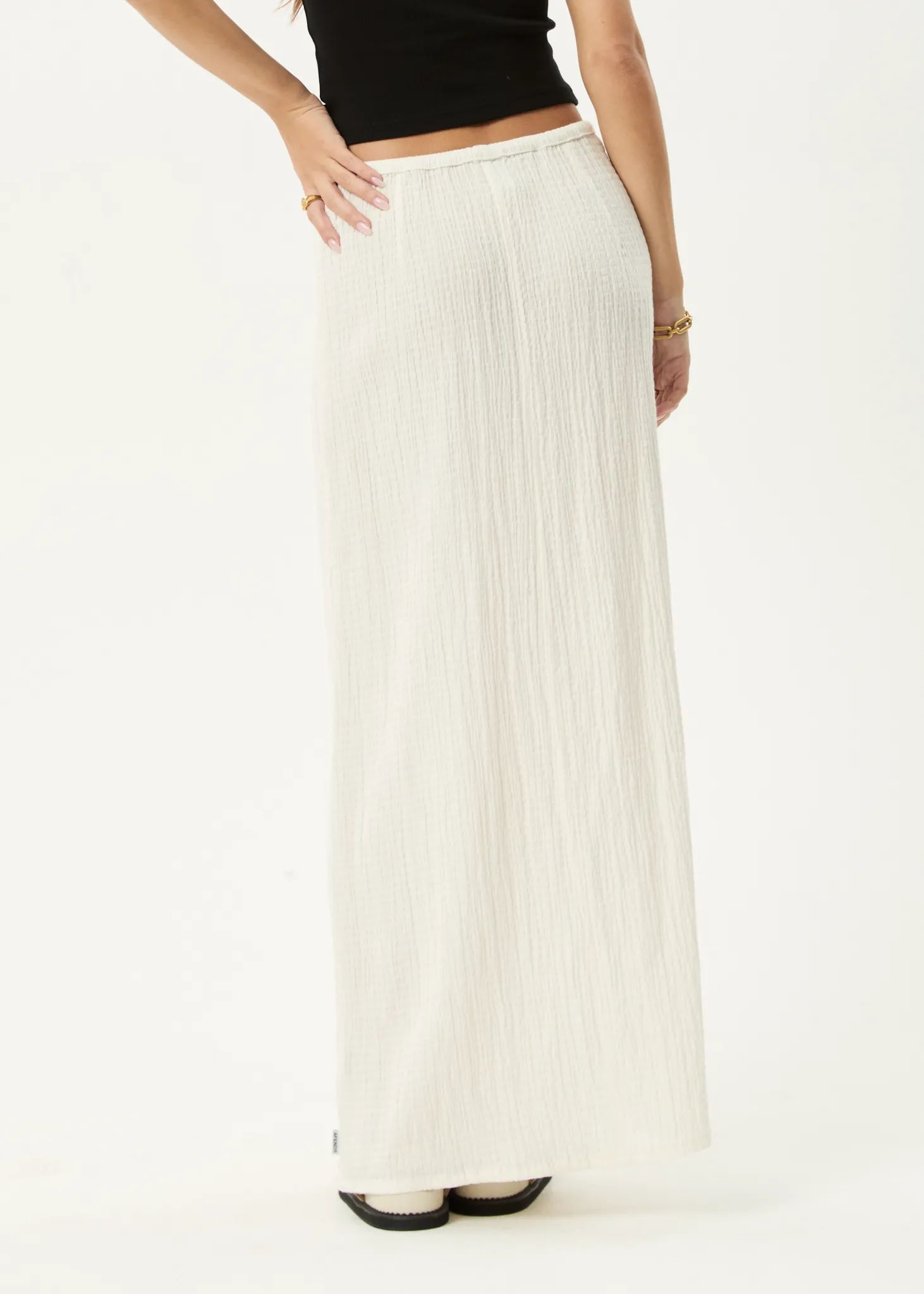 AFENDS Womens Focus - Seersucker Maxi Skirt - Off White sold by Afends product image thumbnail 5