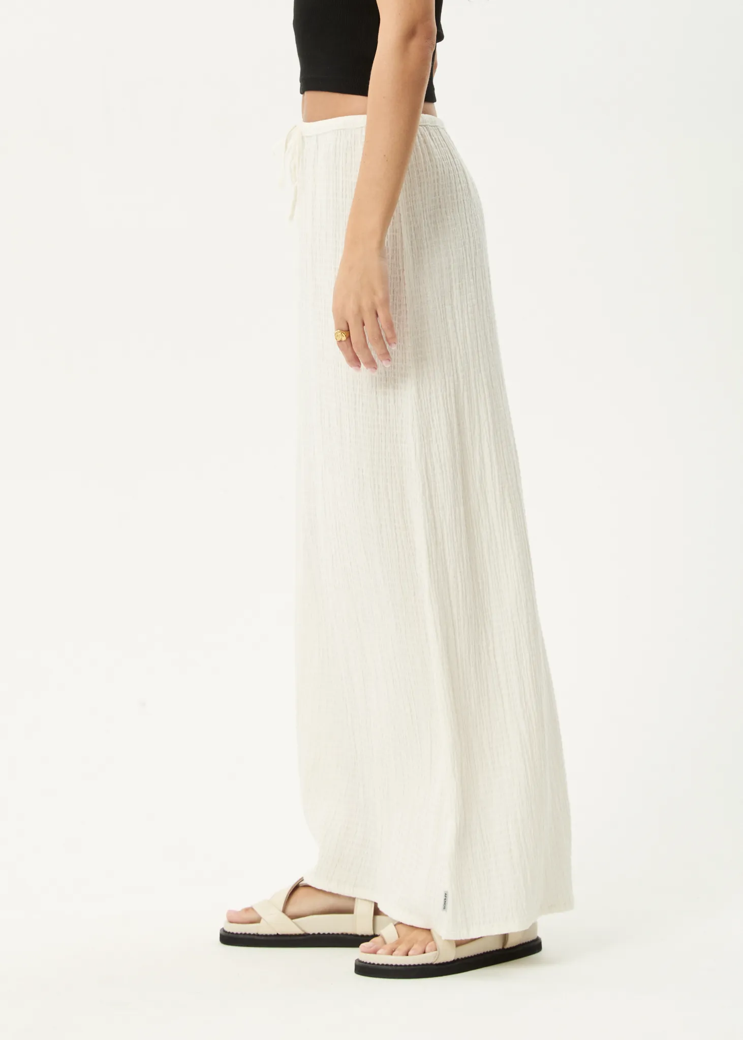 AFENDS Womens Focus - Seersucker Maxi Skirt - Off White sold by Afends product image thumbnail 4