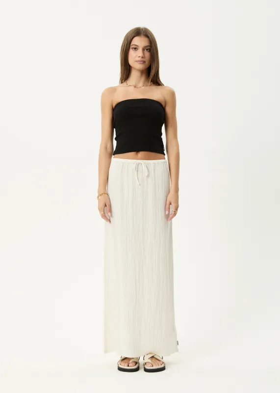 AFENDS Womens Focus - Seersucker Maxi Skirt - Off White sold by Afends