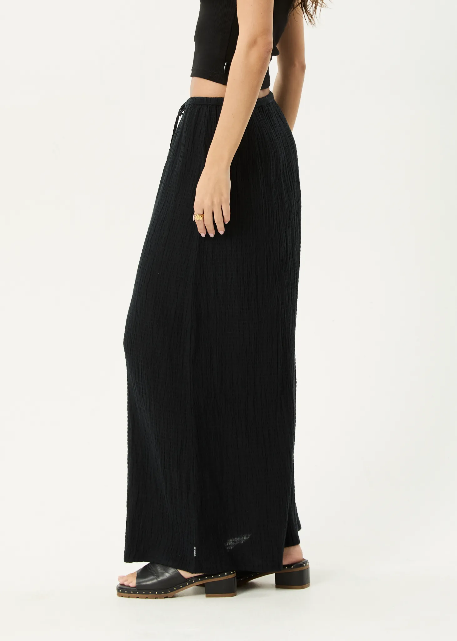 AFENDS Womens Focus - Seersucker Maxi Skirt - Black sold by Afends product image thumbnail 5