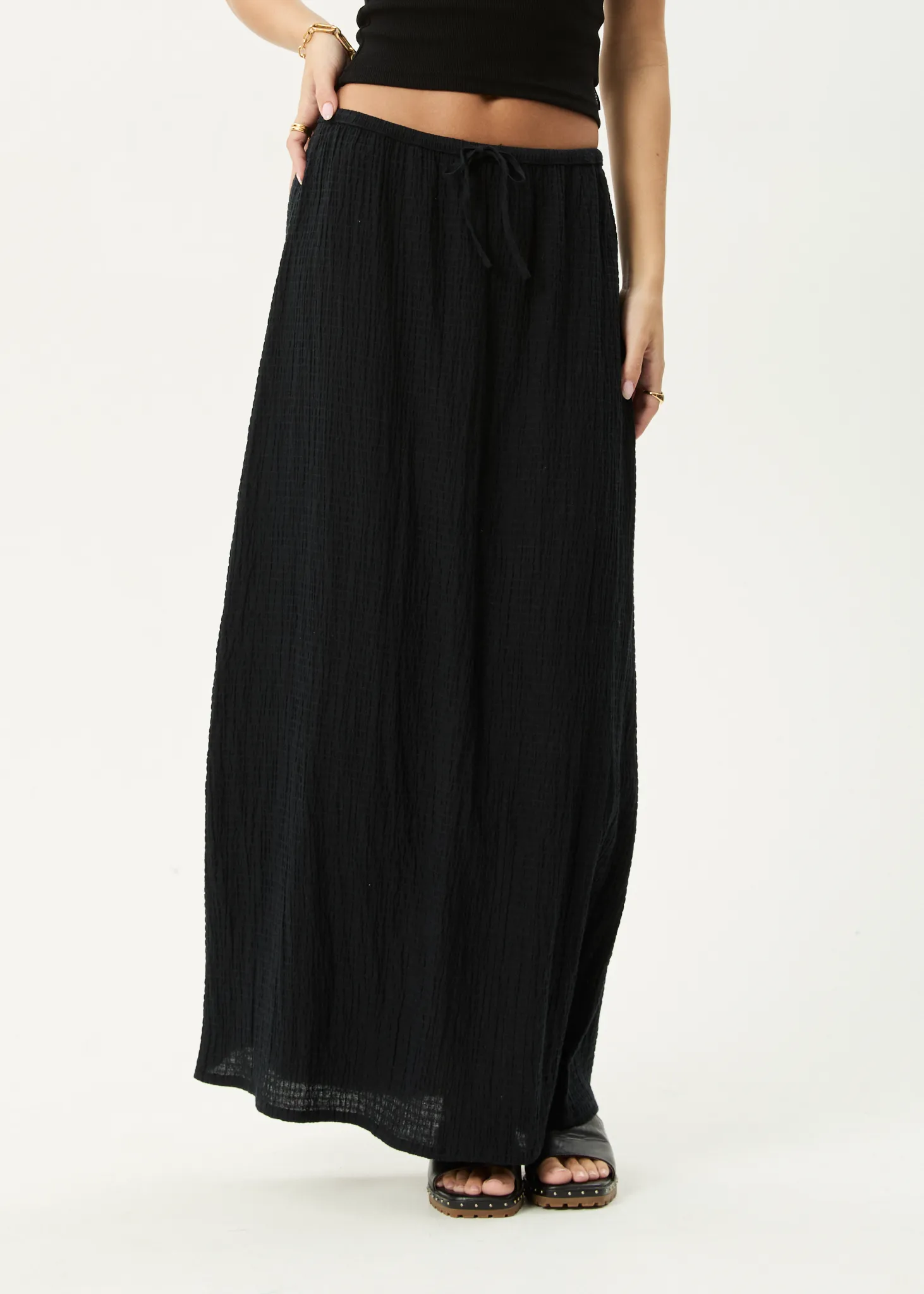 AFENDS Womens Focus - Seersucker Maxi Skirt - Black sold by Afends product image thumbnail 3