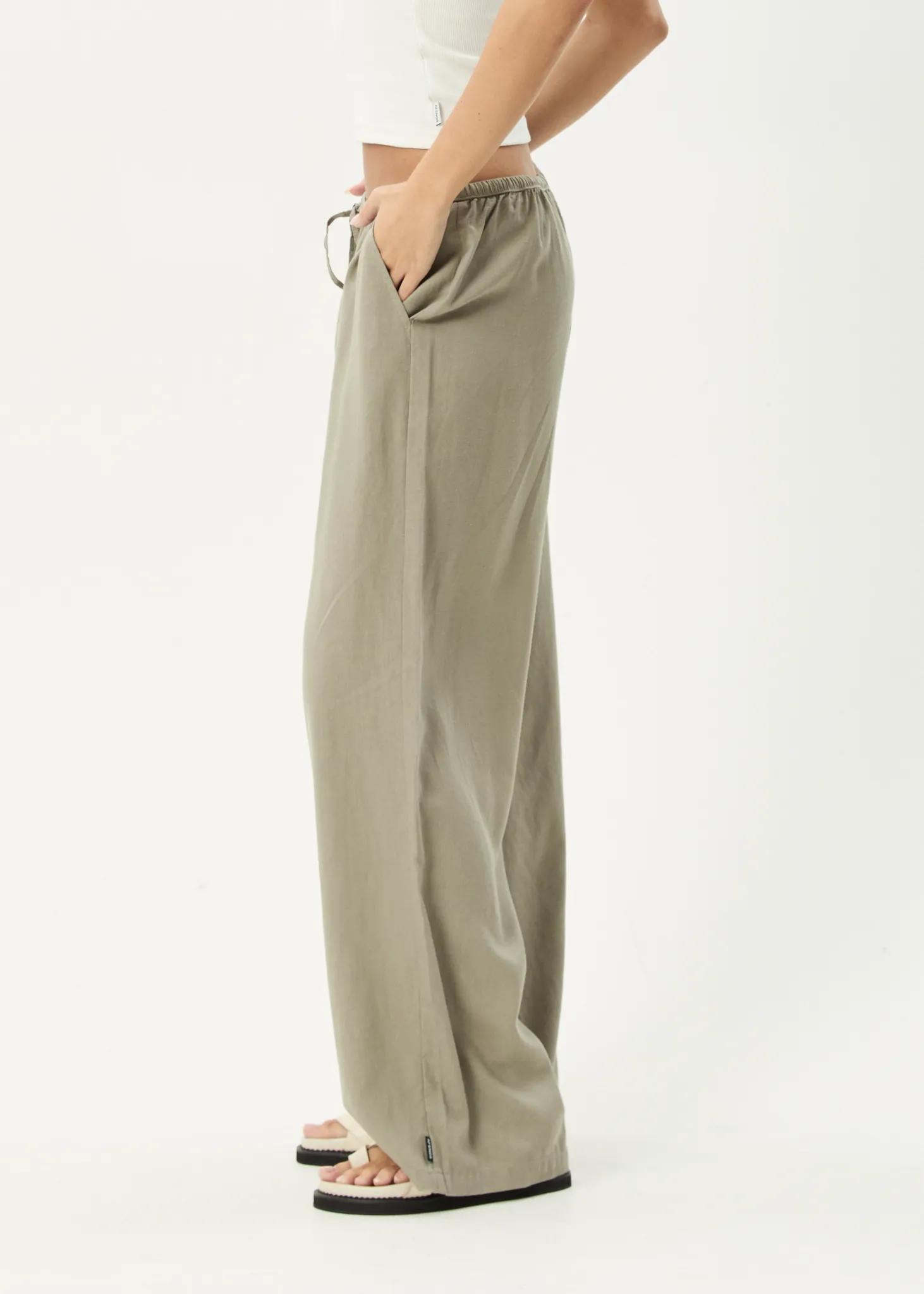 AFENDS Womens Lenni - Wide Leg Pant - Olive sold by Afends product image thumbnail 5