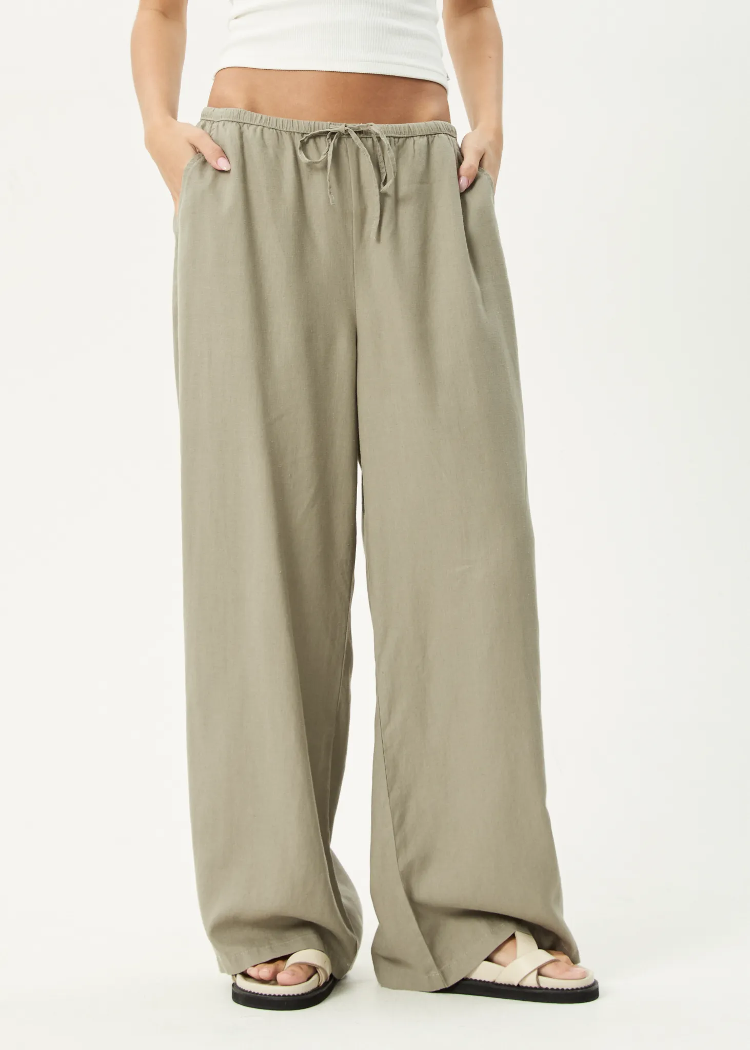 AFENDS Womens Lenni - Wide Leg Pant - Olive sold by Afends product image thumbnail 3