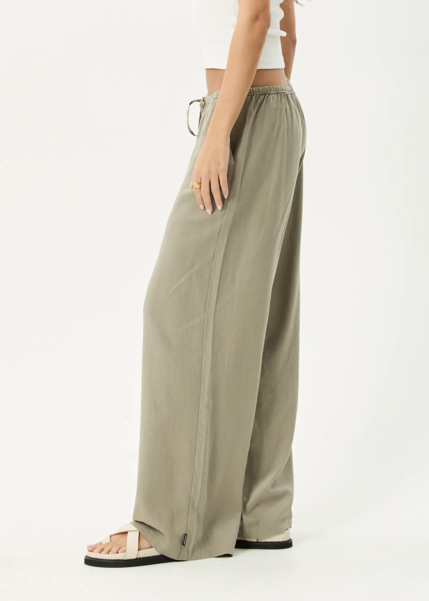 AFENDS Womens Lenni - Wide Leg Pant - Olive sold by Afends product image thumbnail 4
