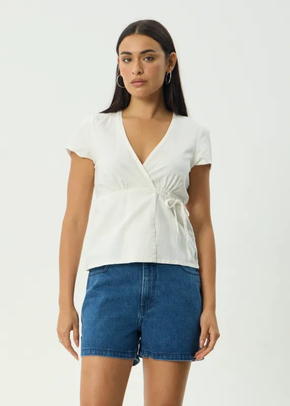 AFENDS Womens Loula - Wrap Top - White sold by Afends