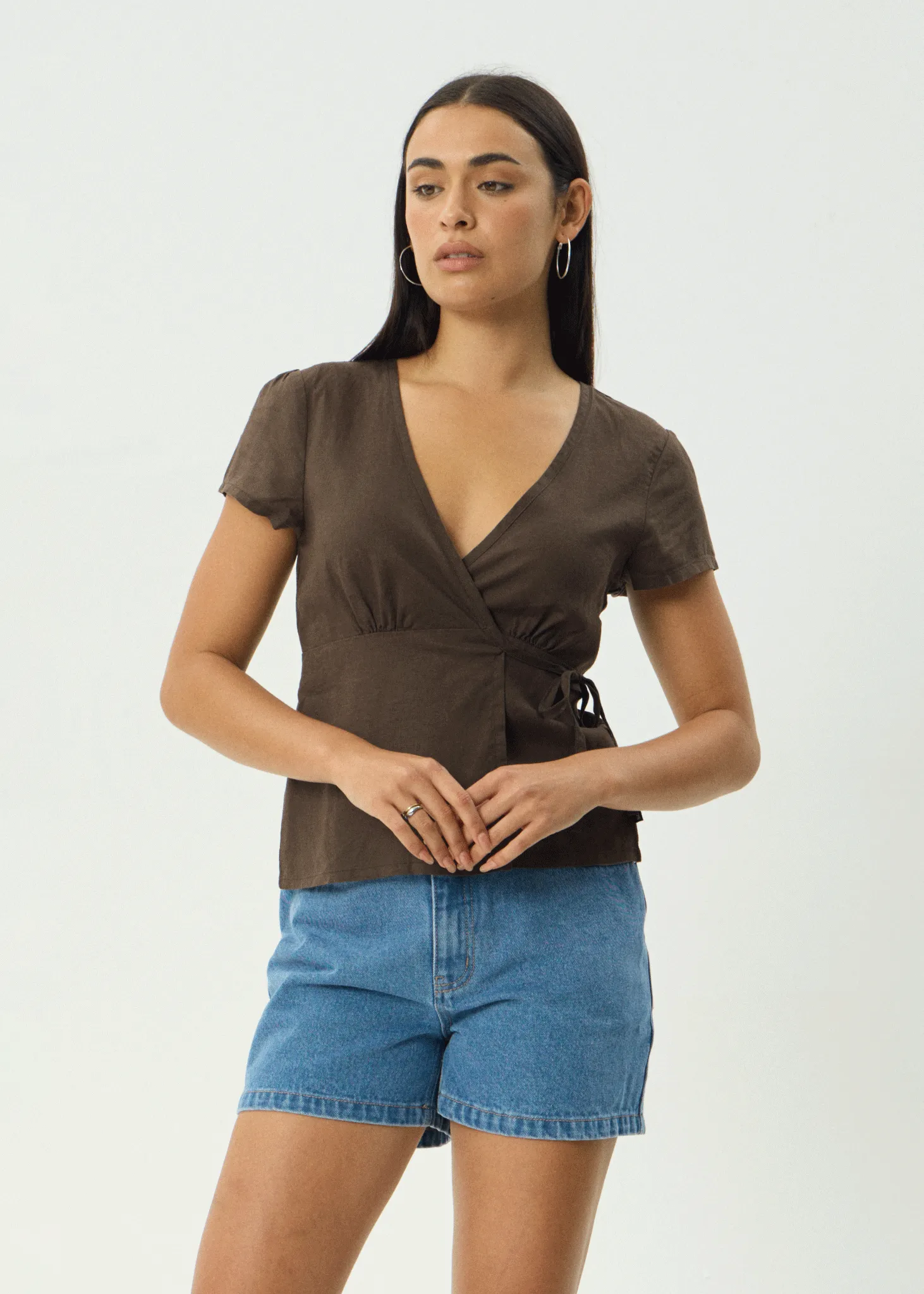AFENDS Womens Loula - Wrap Top - Coffee sold by Afends product image thumbnail 2