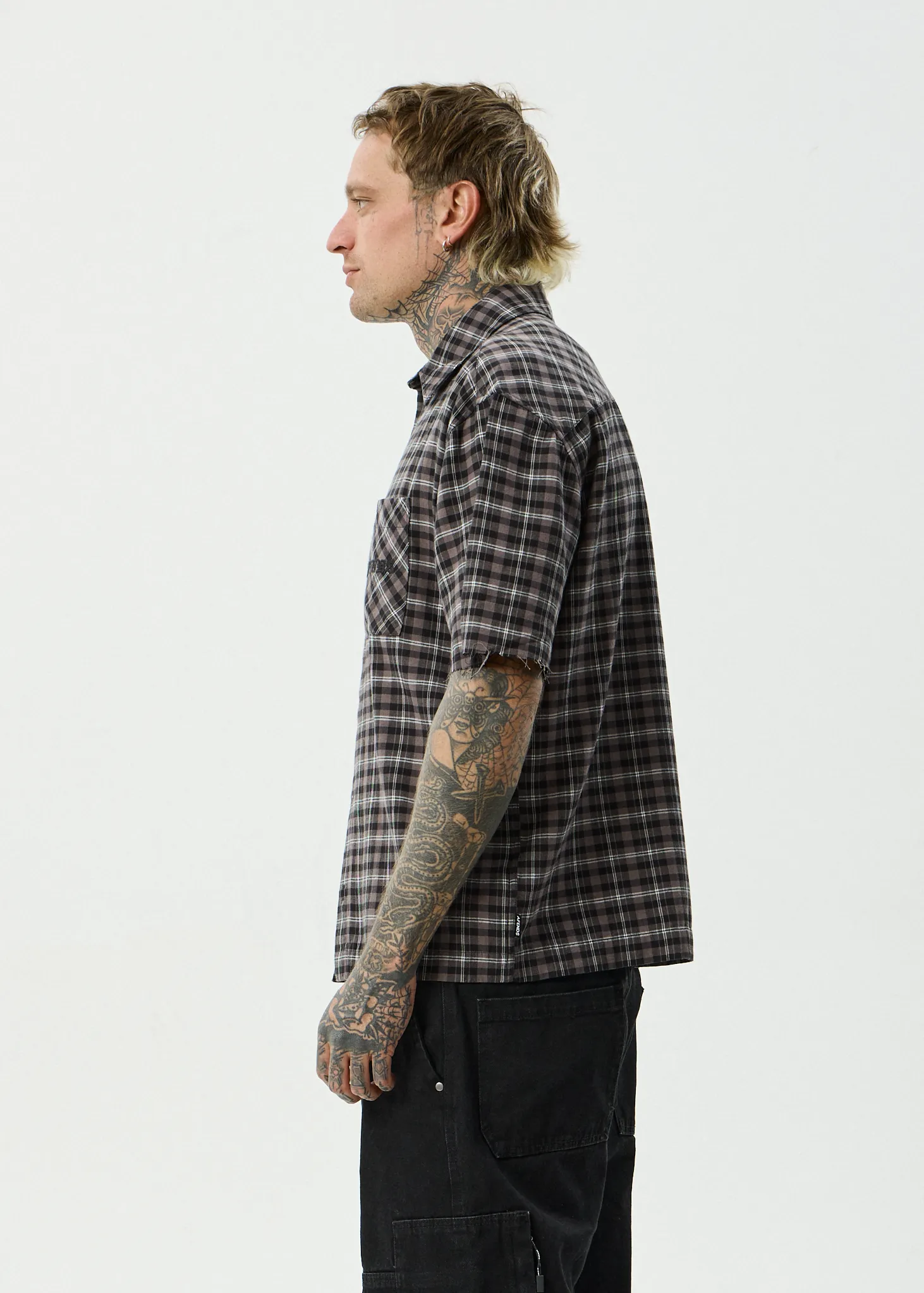 AFENDS Mens Darkness - Short Sleeve Shirt - Black Check sold by Afends product image thumbnail 5