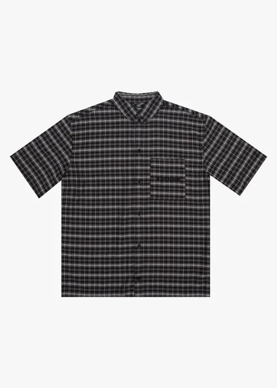 AFENDS Mens Darkness - Short Sleeve Shirt - Black Check sold by Afends