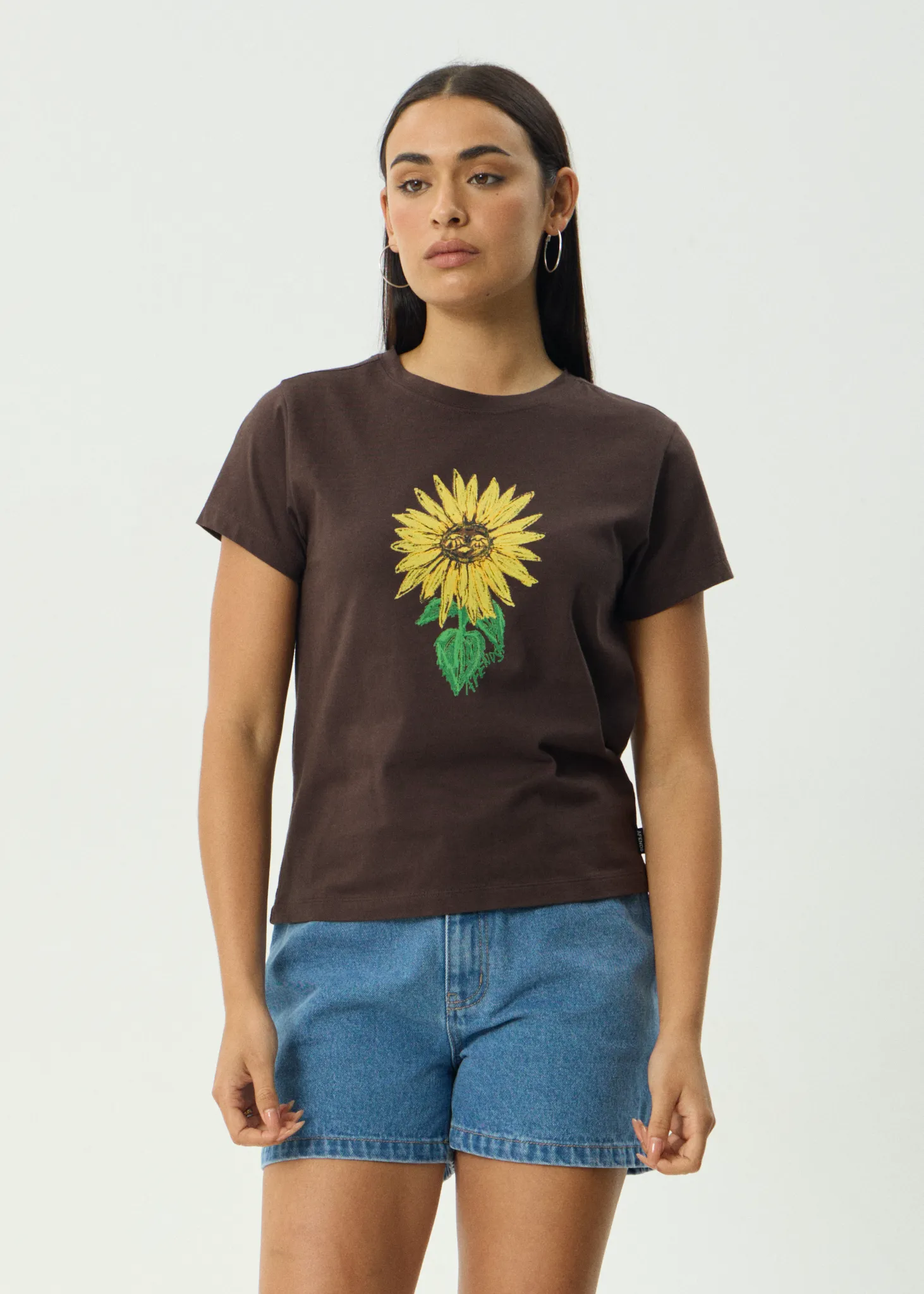 AFENDS Womens Sunnyflower - Regular Tee - Coffee sold by Afends