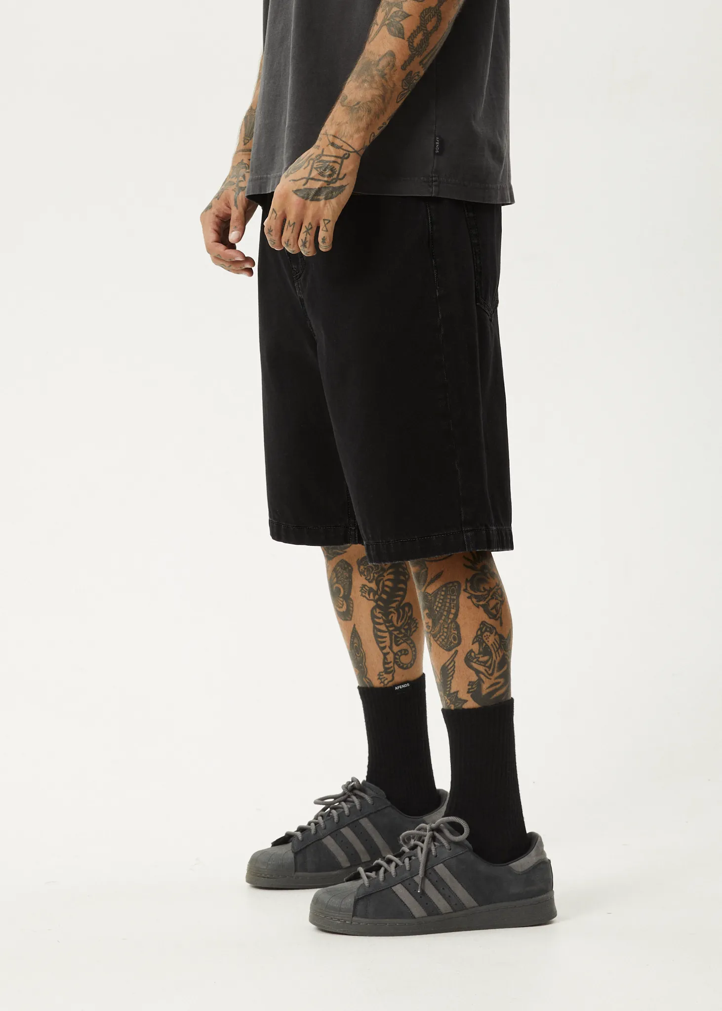 AFENDS Mens Lil C - Denim Baggy Short 22" - Washed Black sold by Afends product image thumbnail 3