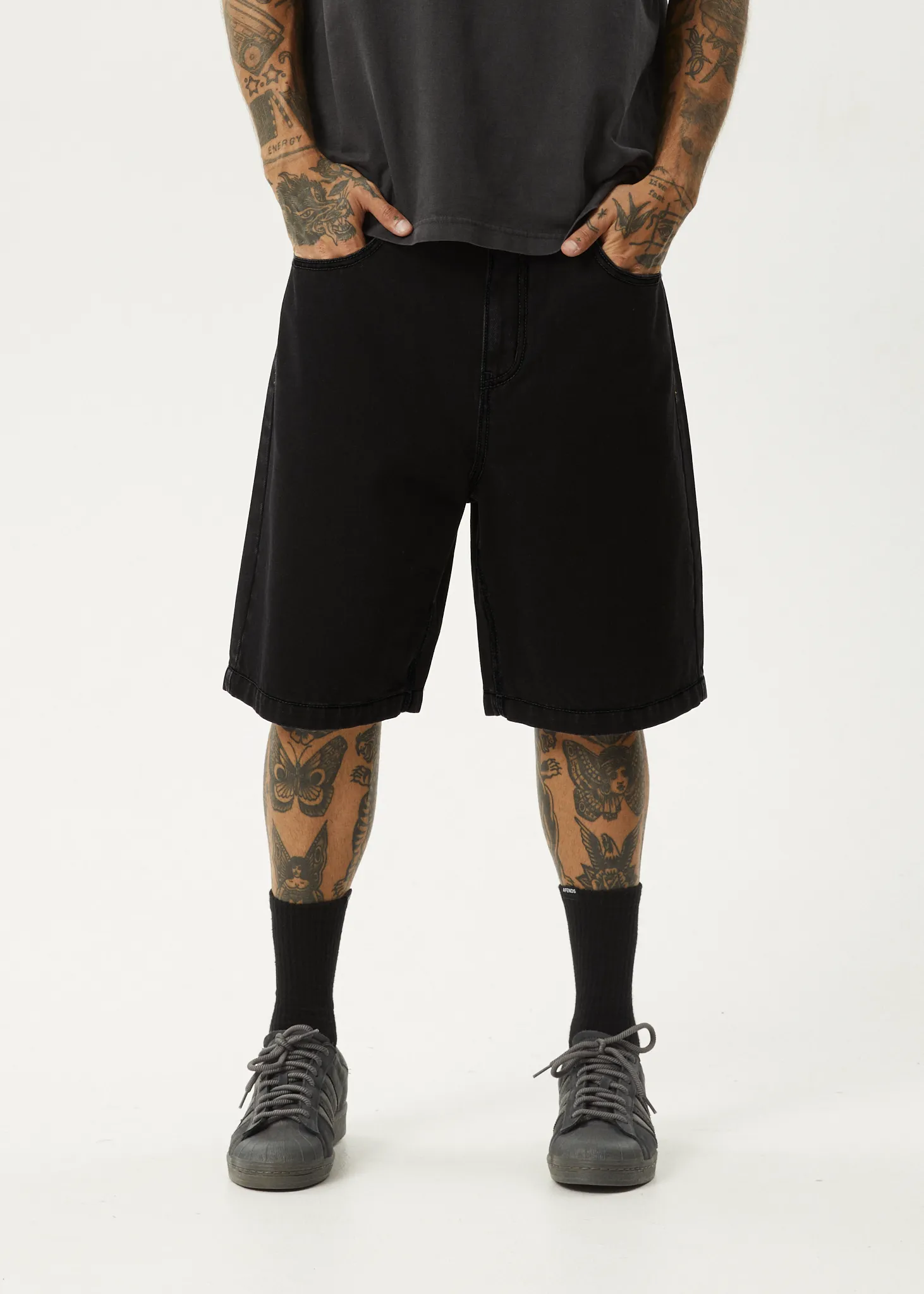 AFENDS Mens Lil C - Denim Baggy Short 22" - Washed Black sold by Afends product image thumbnail 2