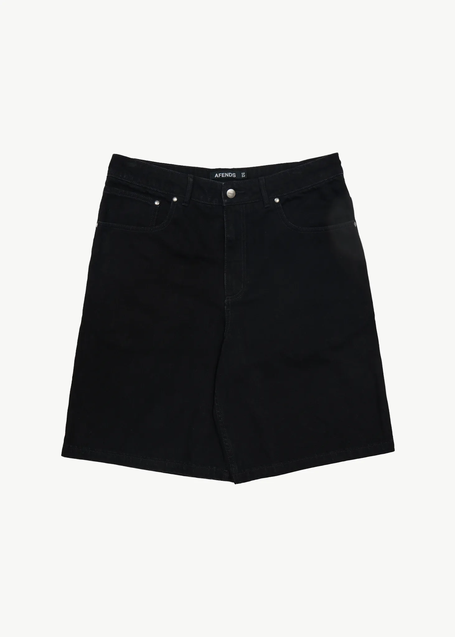 AFENDS Mens Lil C - Denim Baggy Short 22" - Washed Black sold by Afends