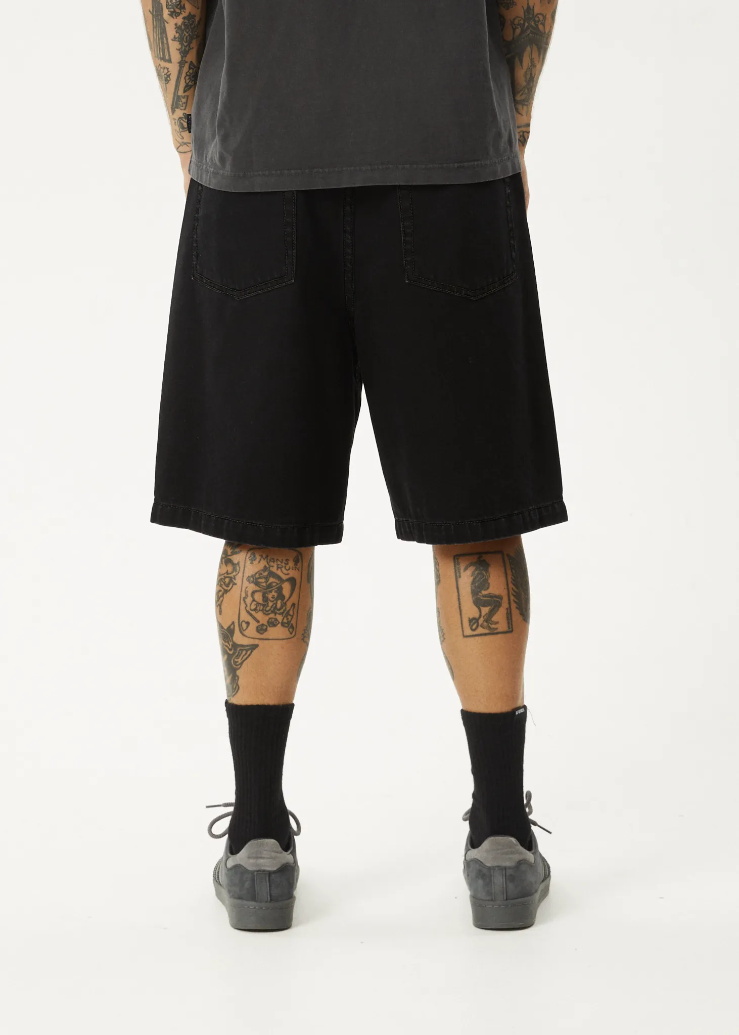 AFENDS Mens Lil C - Denim Baggy Short 22" - Washed Black sold by Afends product image thumbnail 5