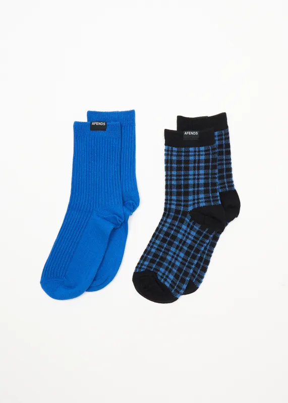 AFENDS Womens Camden Check - Socks Two Pack - Marina Check sold by Afends
