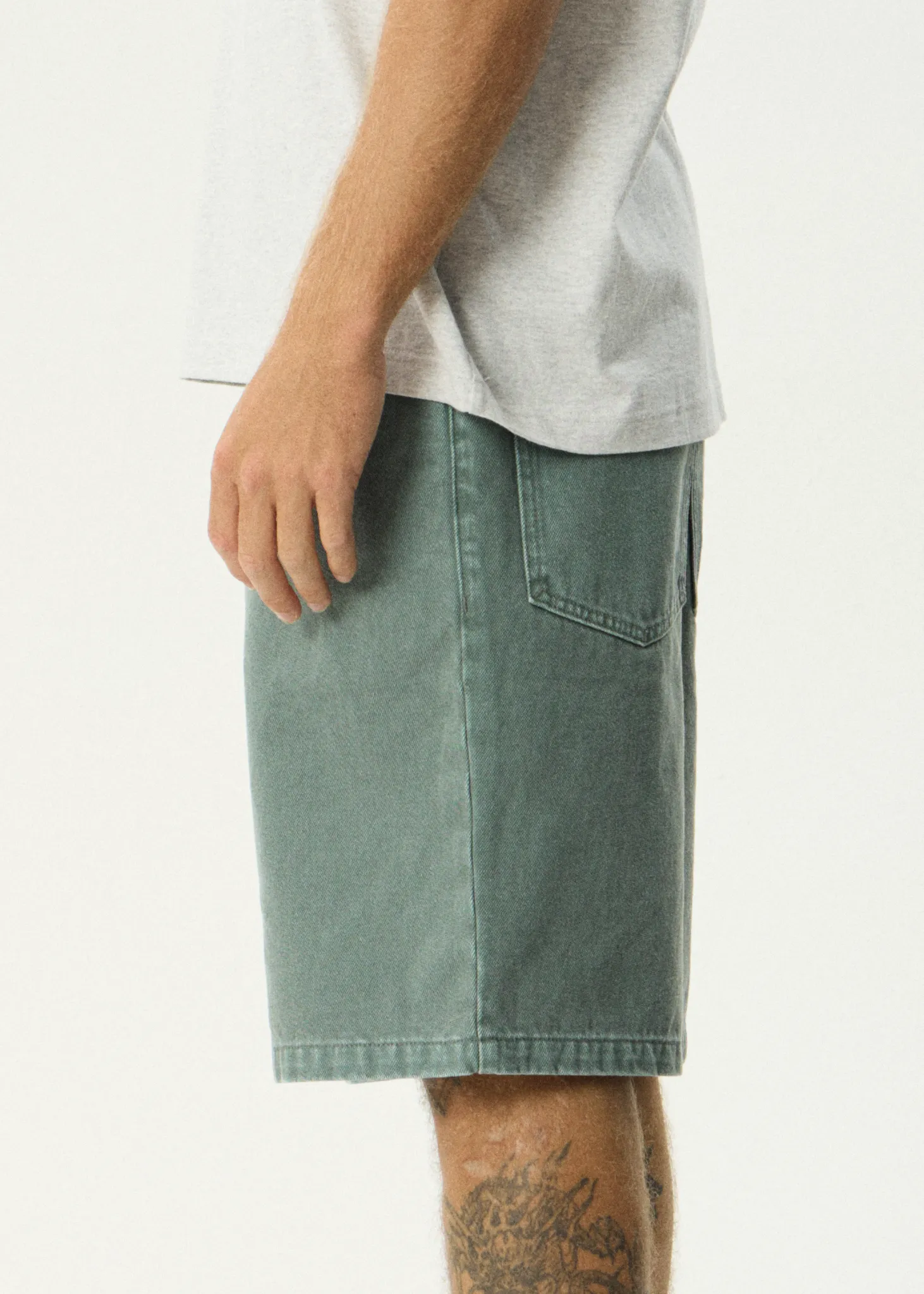AFENDS Mens Lil C - Denim Baggy Short 22" - Washed Sycamore sold by Afends product image thumbnail 5
