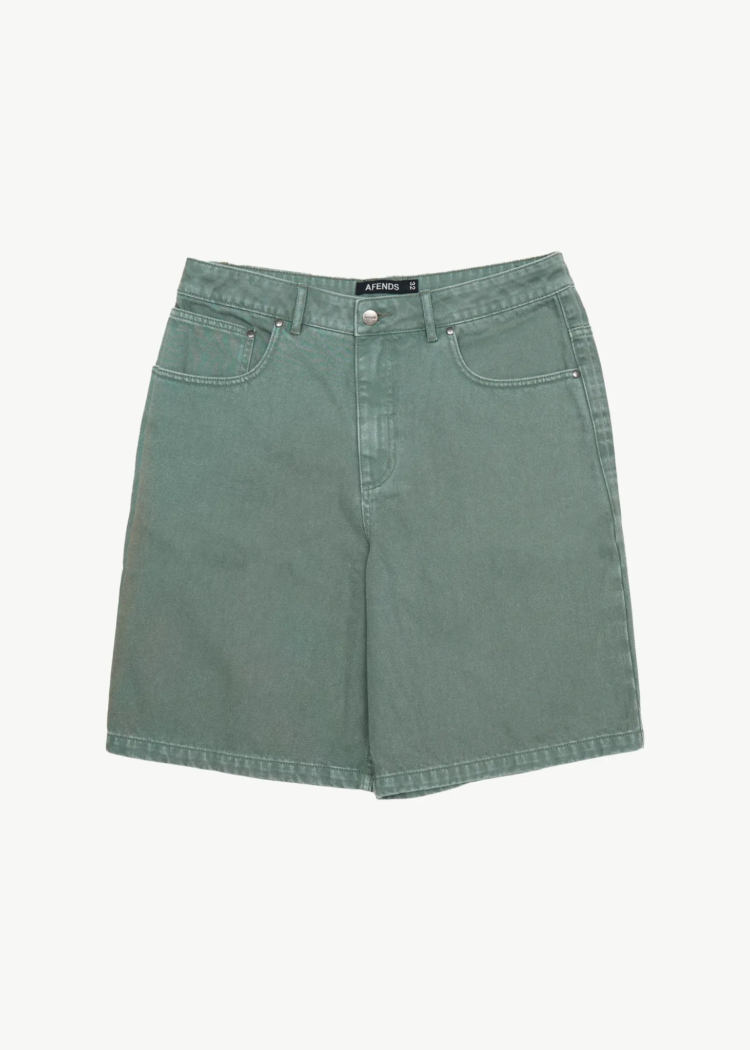 AFENDS Mens Lil C - Denim Baggy Short 22" - Washed Sycamore sold by Afends
