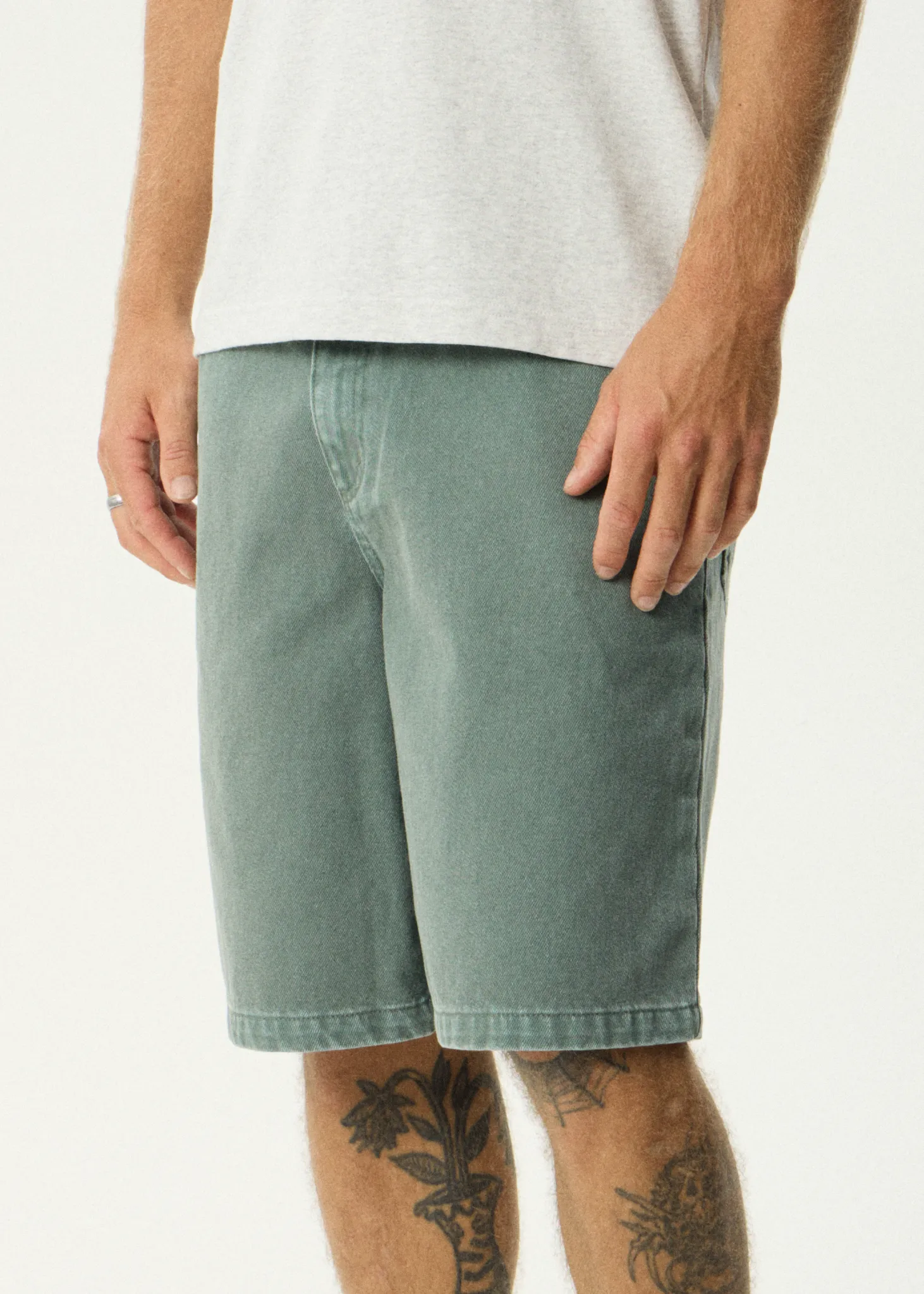 AFENDS Mens Lil C - Denim Baggy Short 22" - Washed Sycamore sold by Afends product image thumbnail 4