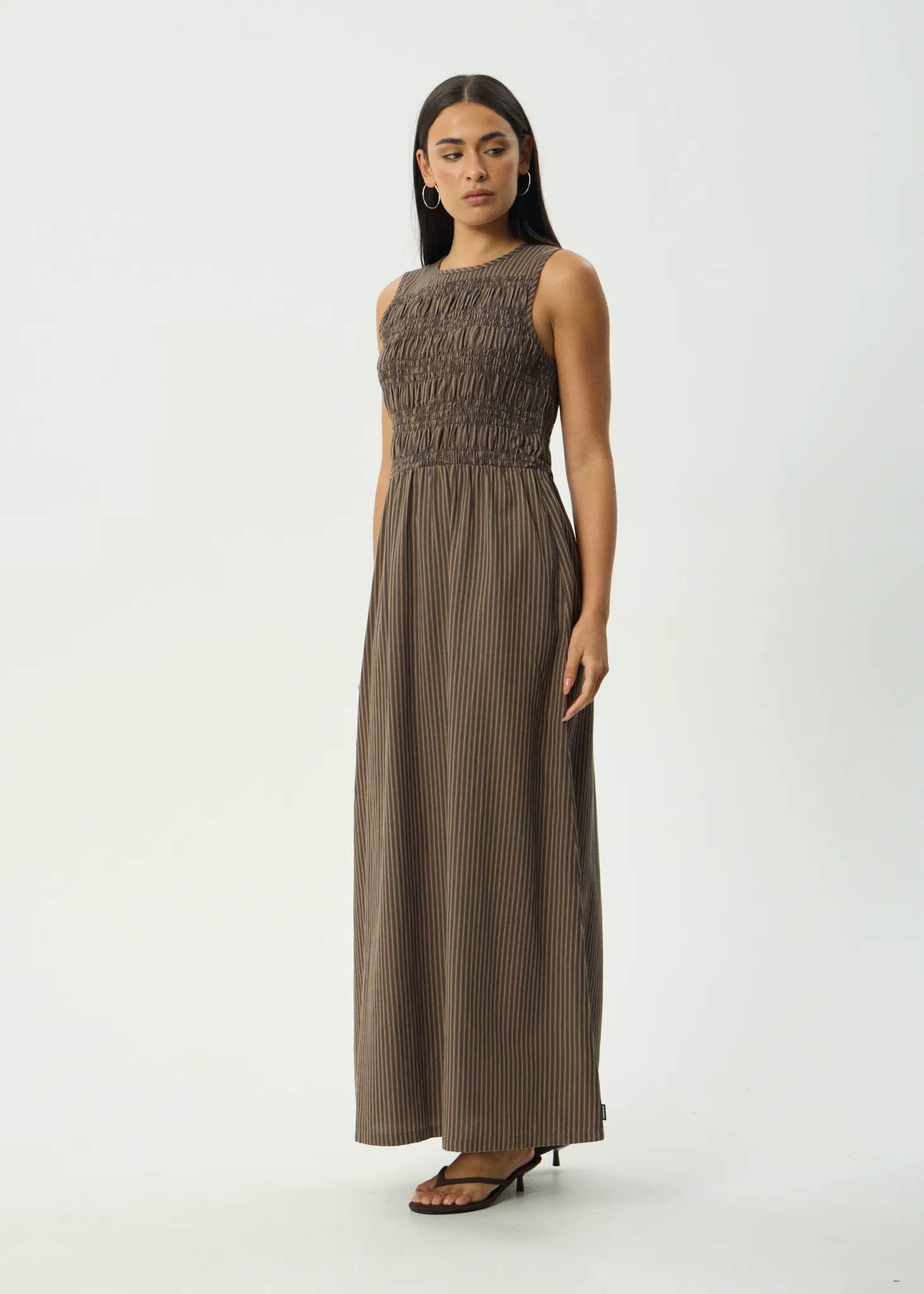 AFENDS Womens Cyrus - Maxi Dress - Coffee Stripe sold by Afends product image thumbnail 4