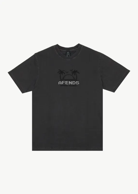 AFENDS Mens Sunset - Graphic Retro T-Shirt - Stone Black sold by Afends