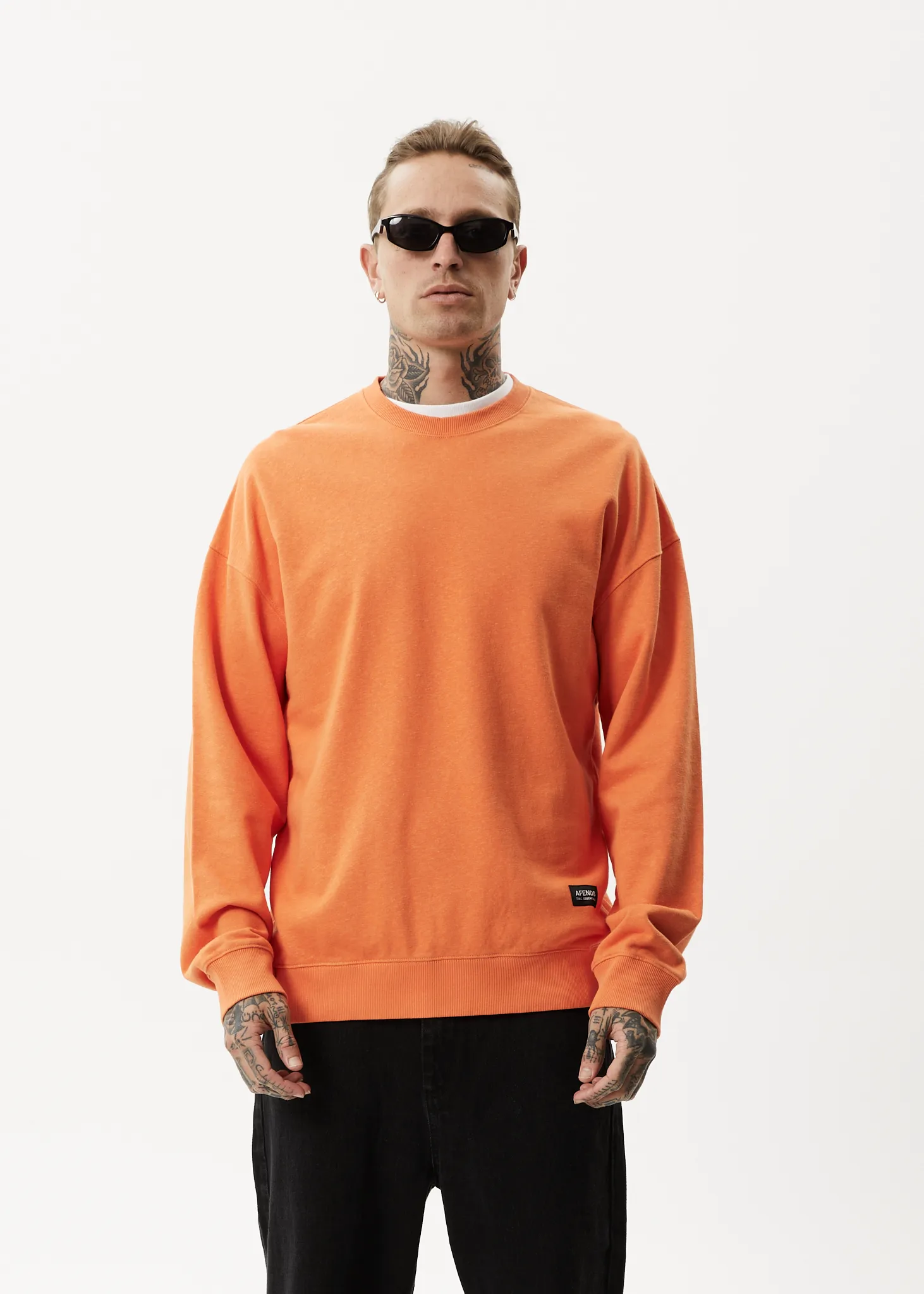 AFENDS Mens Sativa - Oversized Crew Neck Jumper - Sunset sold by Afends