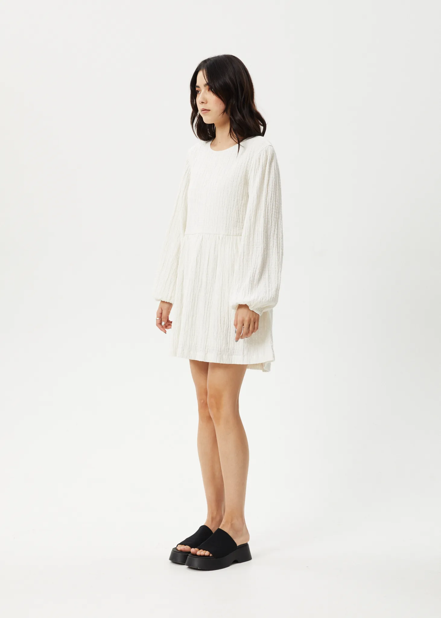 AFENDS Womens Focus - Seersucker Mini Dress - White sold by Afends product image thumbnail 2