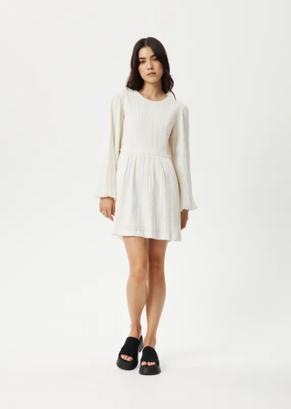 AFENDS Womens Focus - Seersucker Mini Dress - White sold by Afends