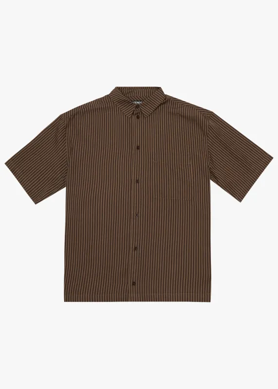 AFENDS Mens Cyrus - Short Sleeve Shirt - Coffee Stripe sold by Afends